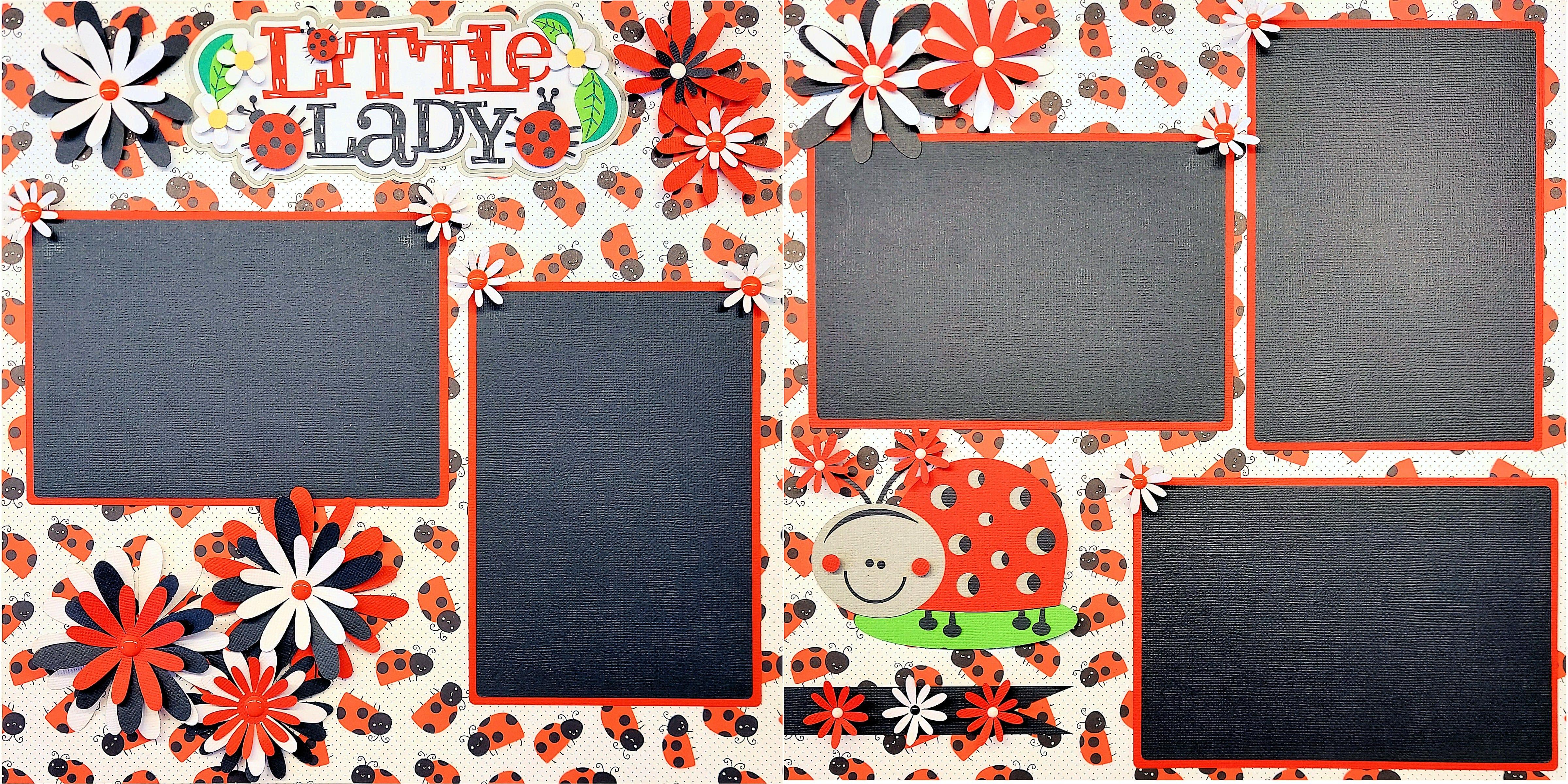 Little Lady Bug Collection Pre-Made Embellished Two-Page 12 x 12 Scrapbook Premade by SSC Laser Designs