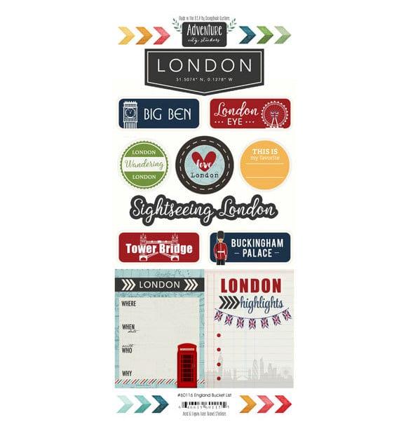 Travel Adventure Collection London, England Adventure 6 x 12 Scrapbook Sticker Sheet by Scrapbook Customs - Scrapbook Supply Companies