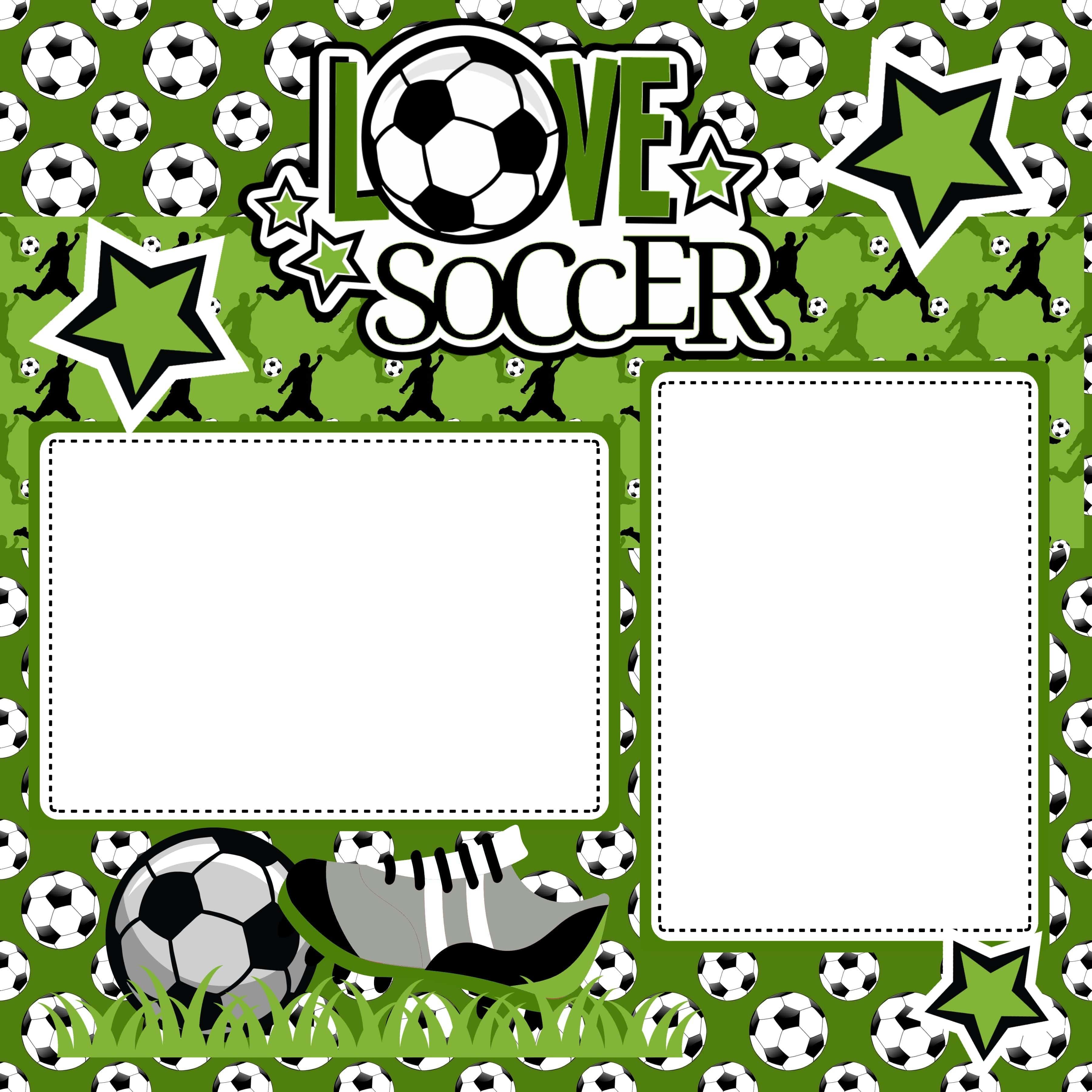 Love Soccer (2) - 12 x 12 Premade, Printed Scrapbook Pages by SSC Designs - Scrapbook Supply Companies