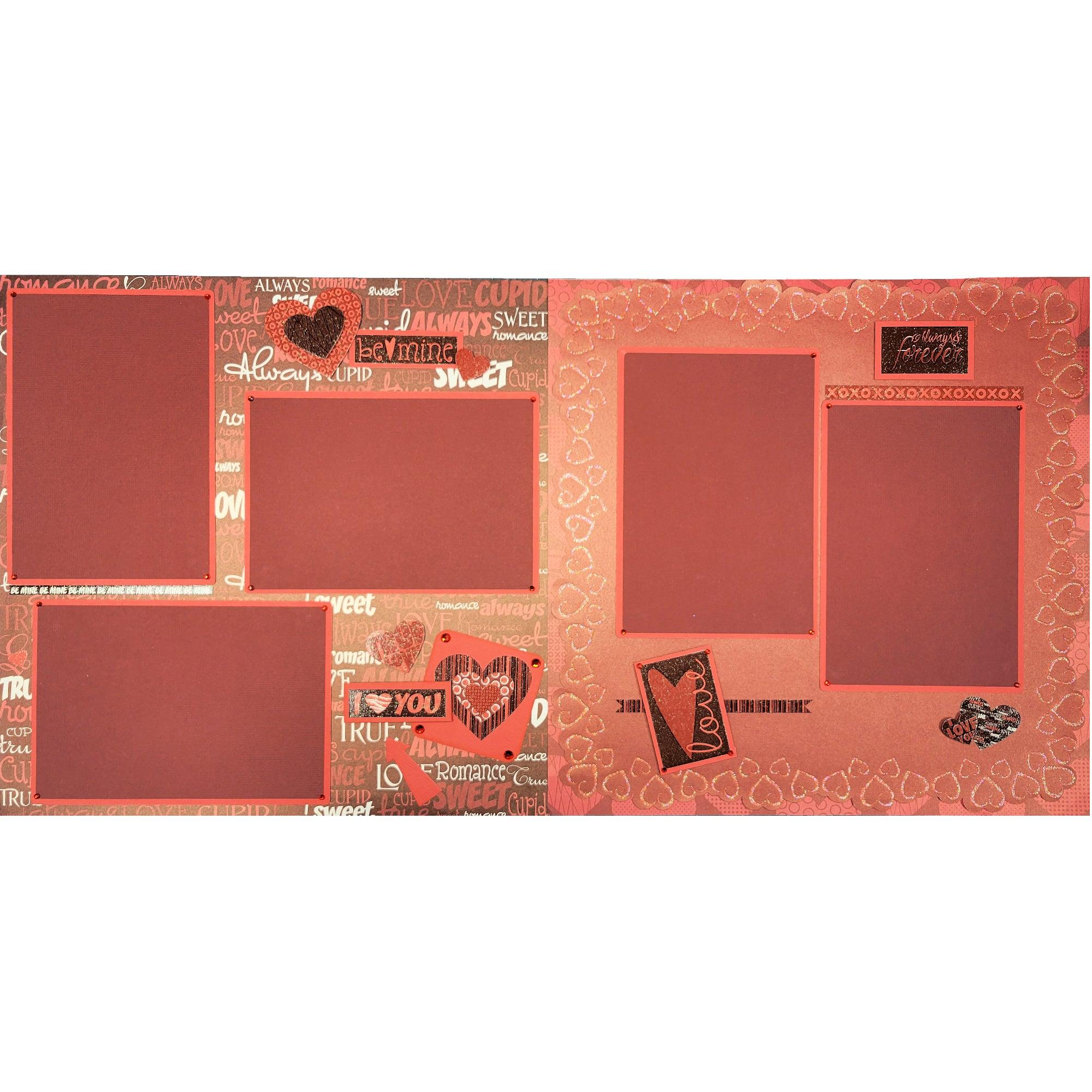Always and Forever Pre-Made, Hand-Embellished 2- 12 x 12 Scrapbook Page Premades by SSC Designs