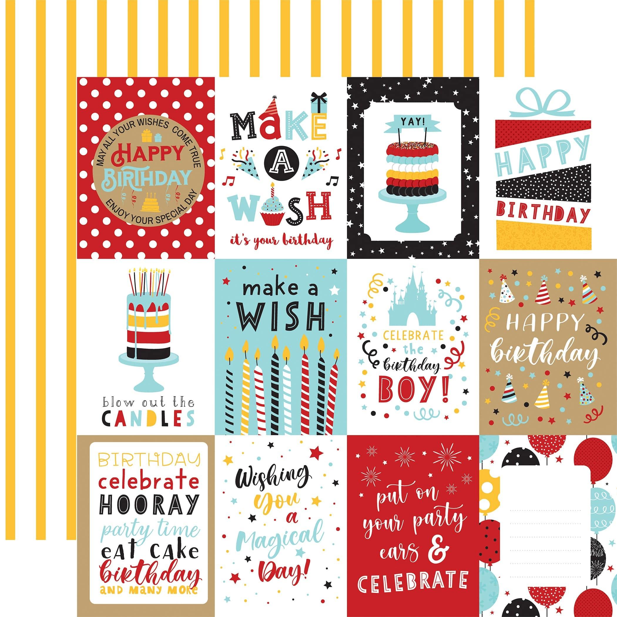Magical Birthday Boy Collection 3x4 Journaling Cards 12 x 12 Double-Sided Scrapbook Paper by Echo Park Paper
