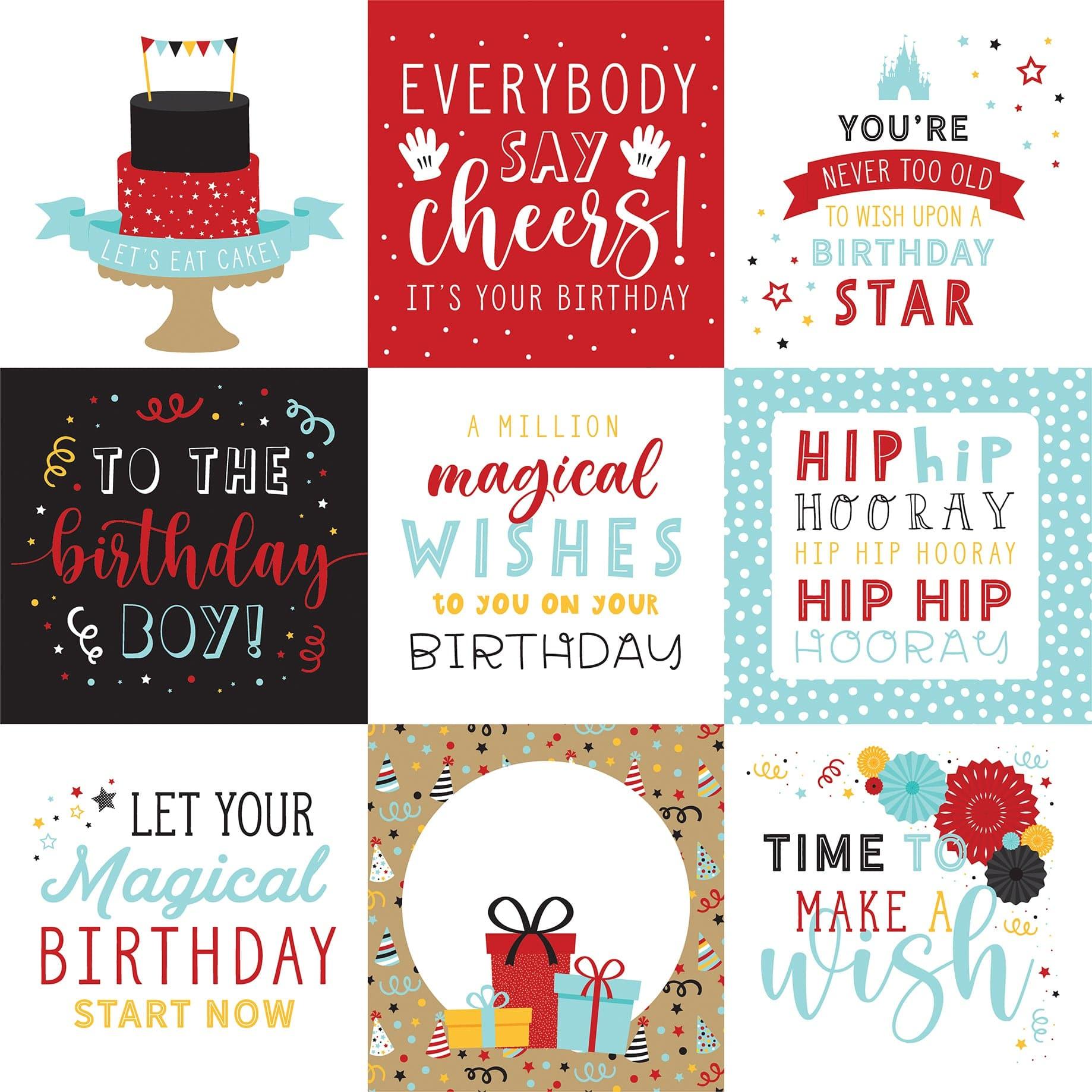 Magical Birthday Boy Collection 4 x 4 Journaling Cards 12 x 12 Double-Sided Scrapbook Paper by Echo Park Paper - Scrapbook Supply Companies