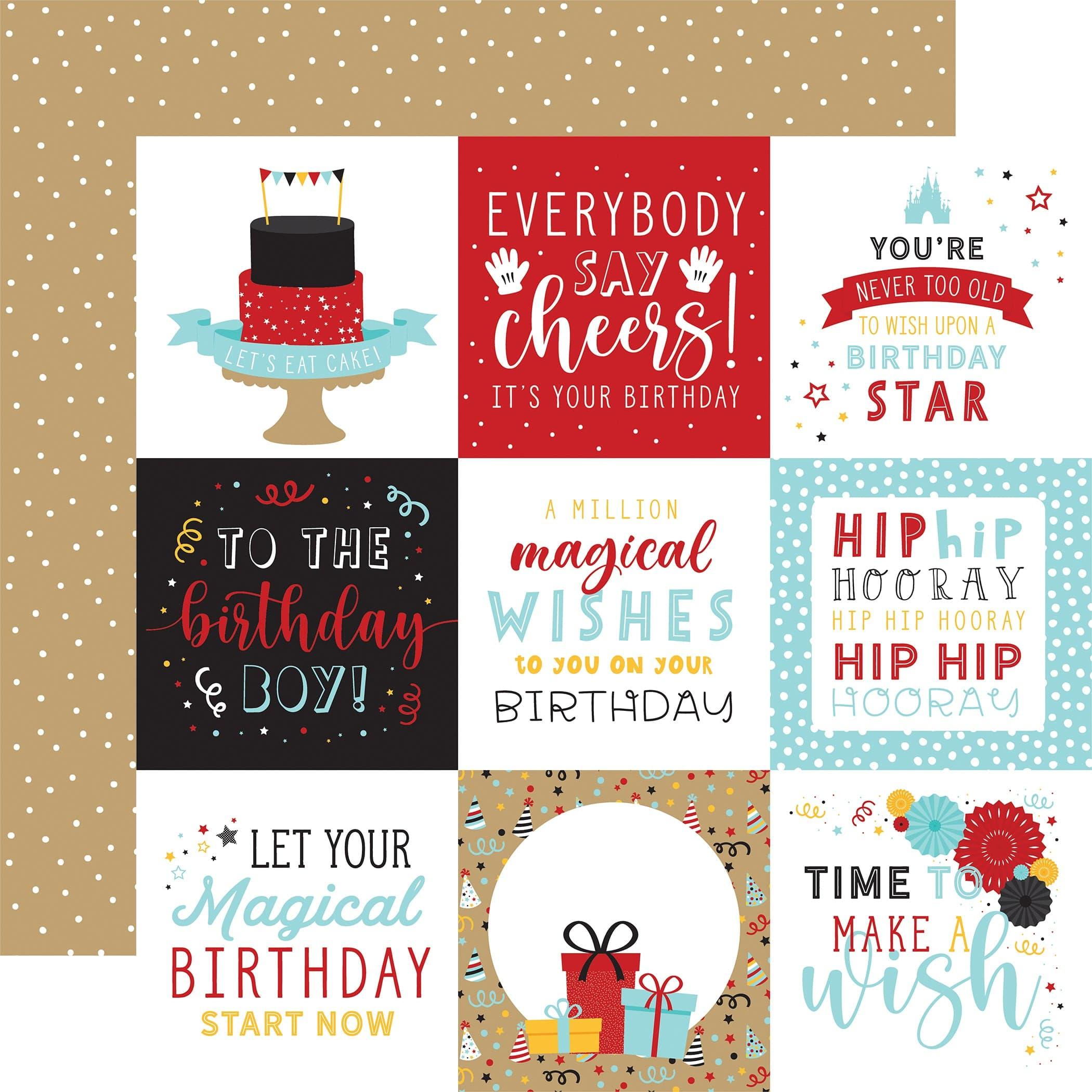 Magical Birthday Boy Collection 4x4 Journaling Cards 12 x 12 Double-Sided Scrapbook Paper by Echo Park Paper