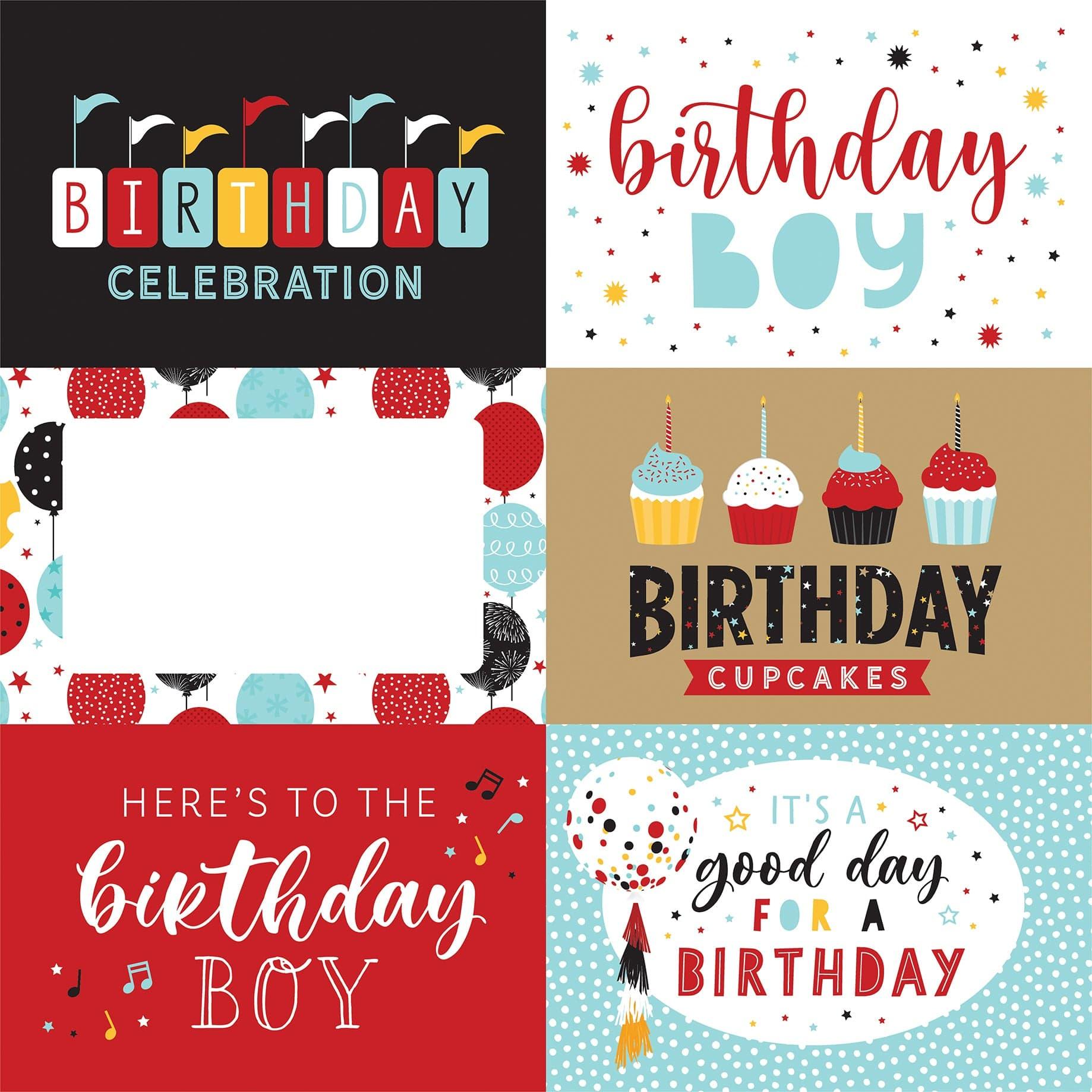 Magical Birthday Boy Collection 6 x 4 Journaling Cards 12 x 12 Double-Sided Scrapbook Paper by Echo Park Paper - Scrapbook Supply Companies