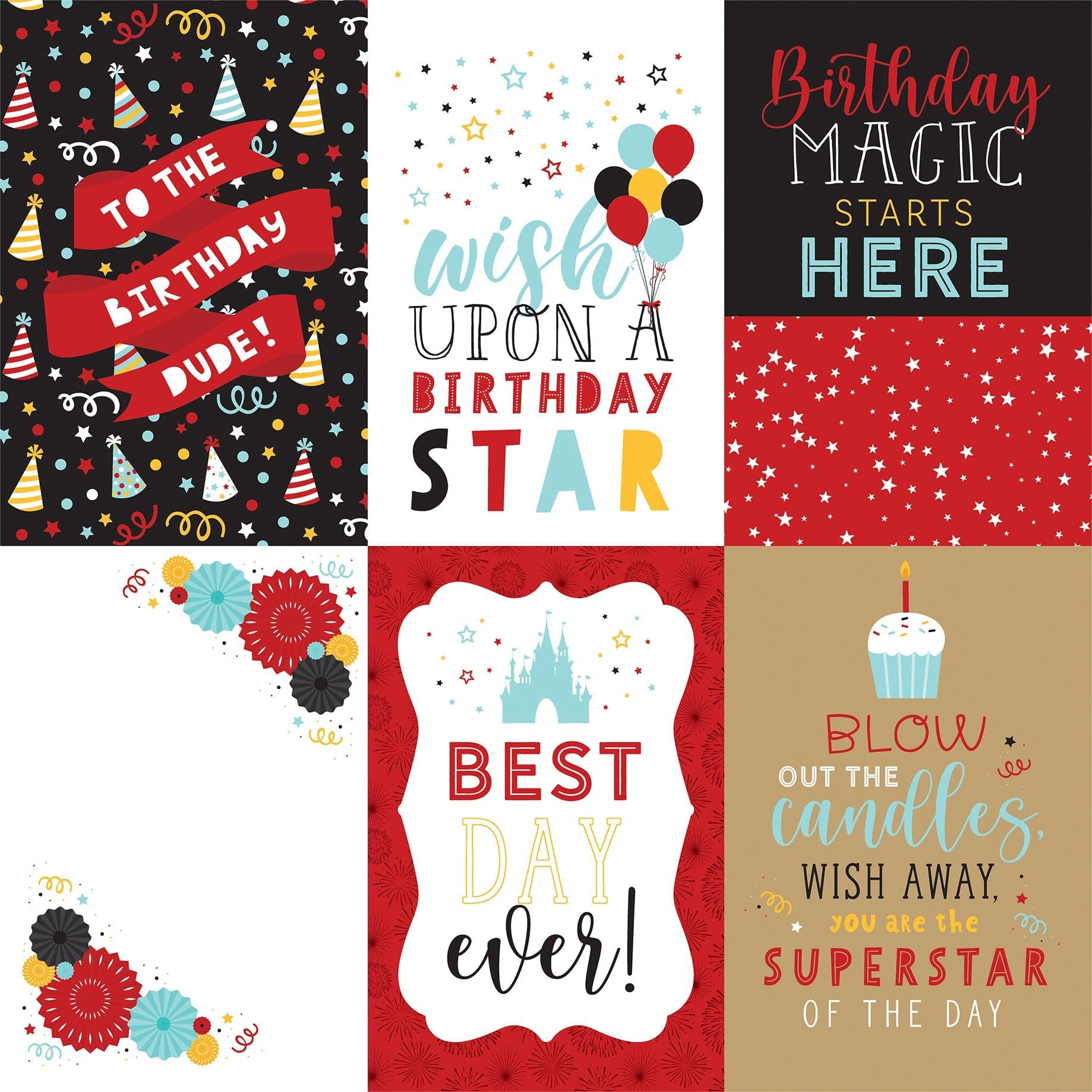 Magical Birthday Boy Collection 4 x 6 Journaling Cards 12 x 12 Double-Sided Scrapbook Paper by Echo Park Paper - Scrapbook Supply Companies
