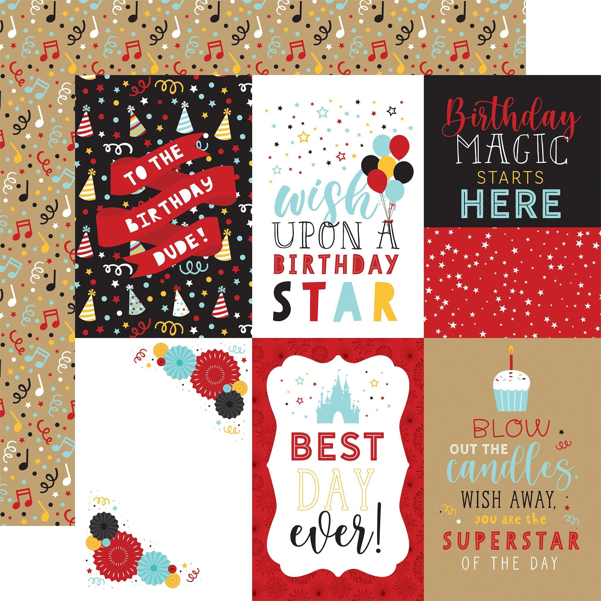 Magical Birthday Boy Collection 4x6 Journaling Cards 12 x 12 Double-Sided Scrapbook Paper by Echo Park Paper