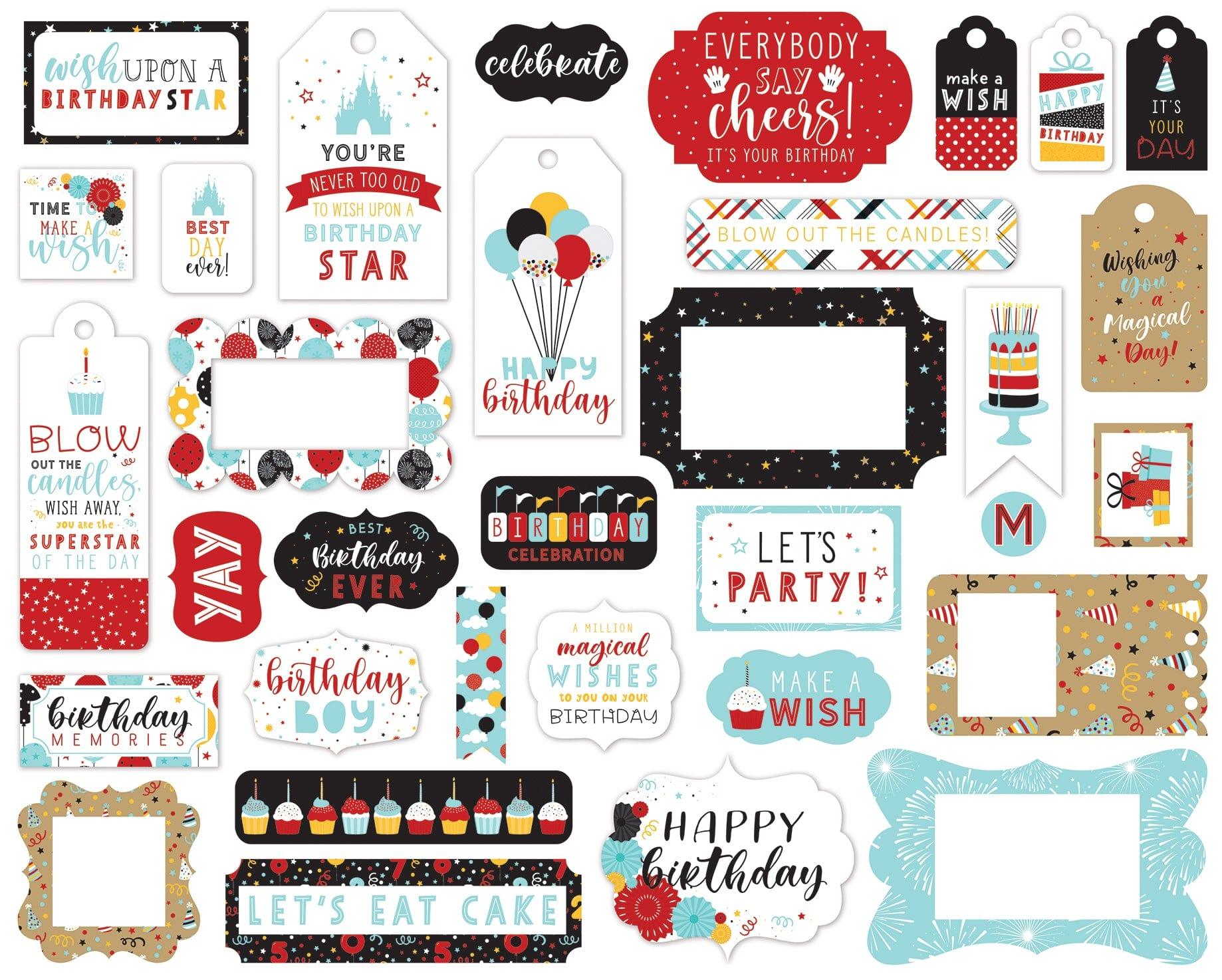 Magical Birthday Boy Collection 5 x 5 Frames & Tags Die Cut Scrapbook Embellishments by Echo Park Paper - Scrapbook Supply Companies