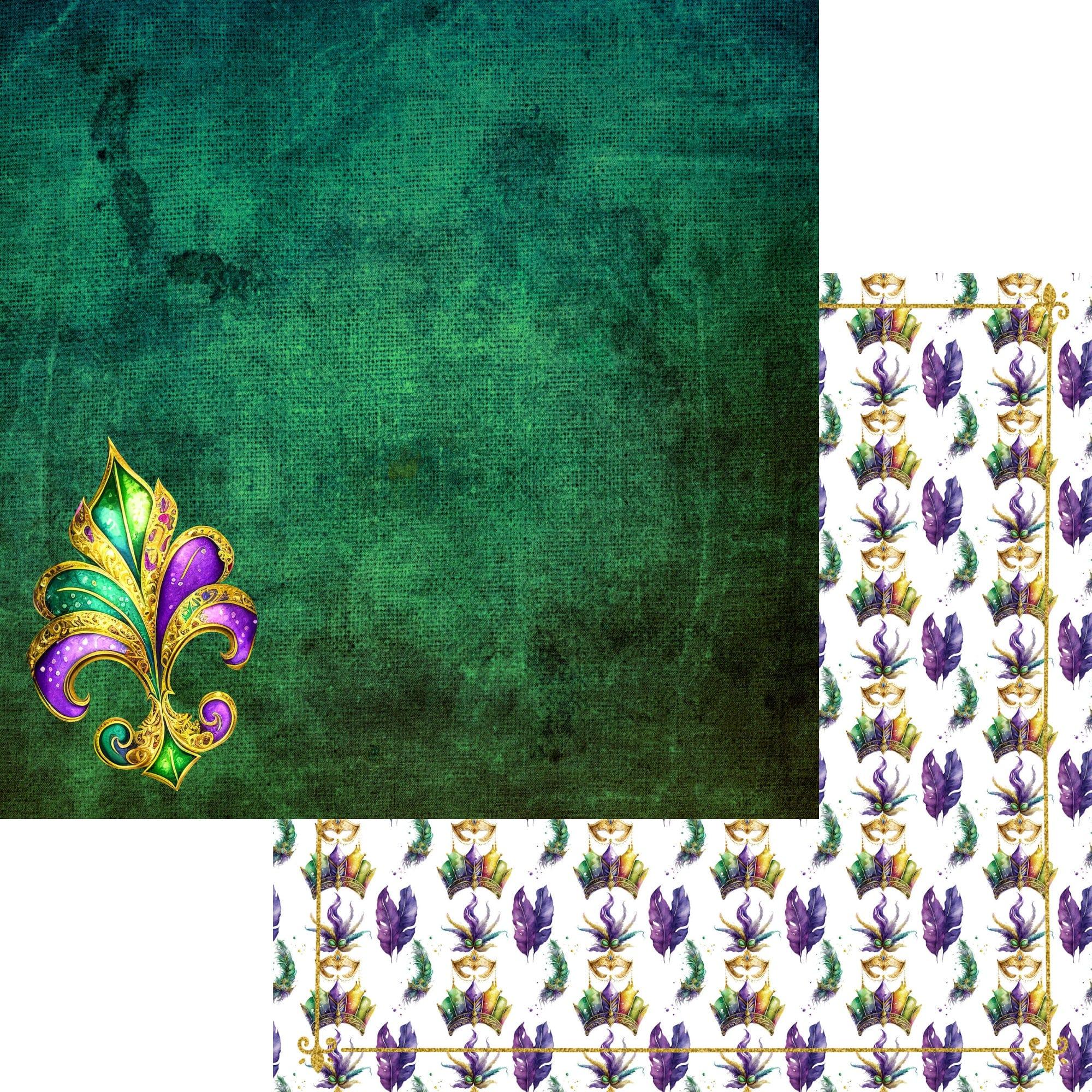 Mardi Gras Collection Fleur De Lis 12 x 12 Double-Sided Scrapbook Paper by SSC Designs