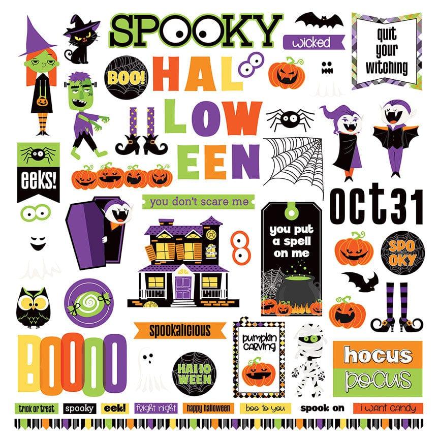 Monster Mash Collection 12 x 12 Cardstock Scrapbook Sticker Sheet by Photo Play Paper - Scrapbook Supply Companies