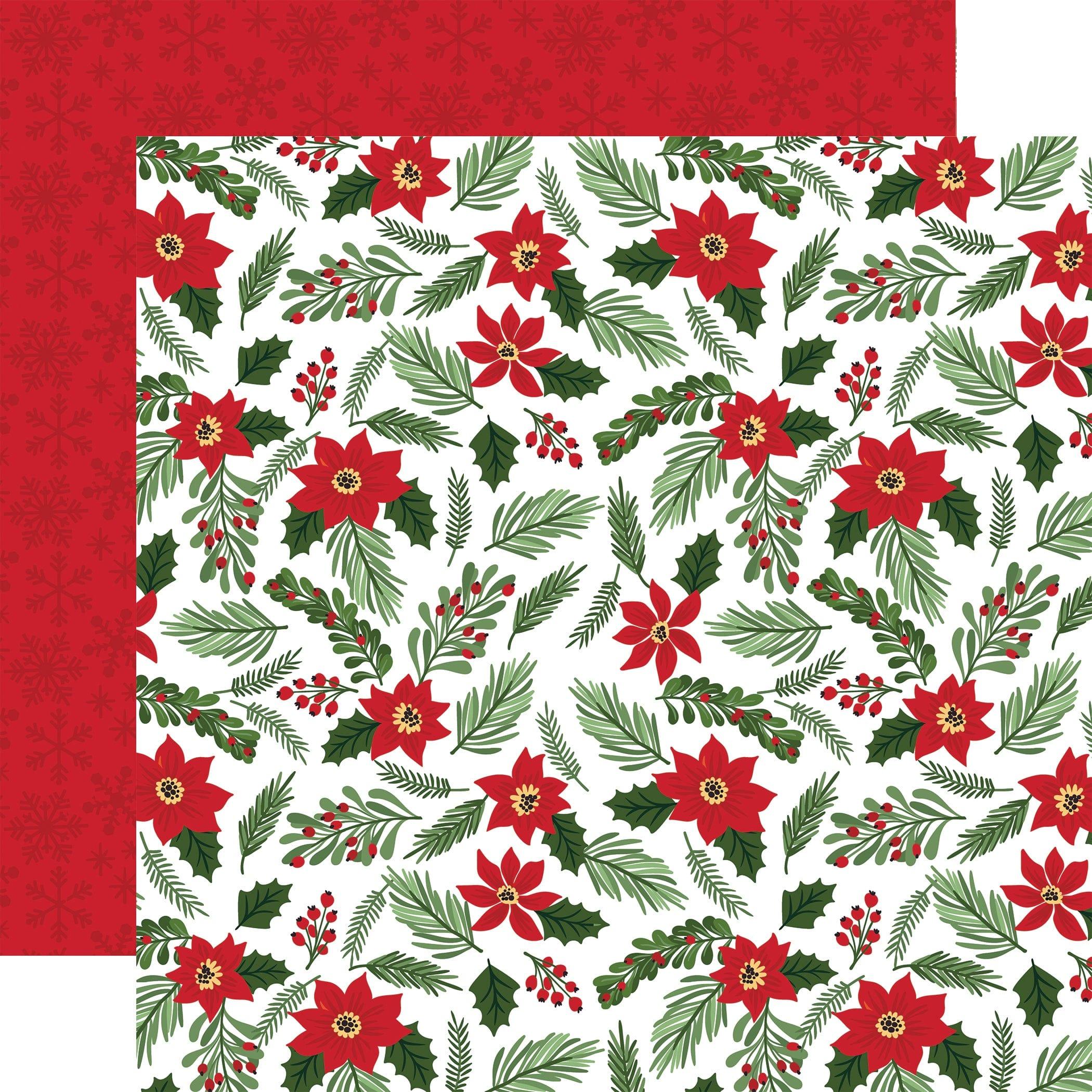 The Magic of Christmas Collection Poinsettias And Pine 12 x 12 Double-Sided Scrapbook Paper by Echo Park Paper - Scrapbook Supply Companies