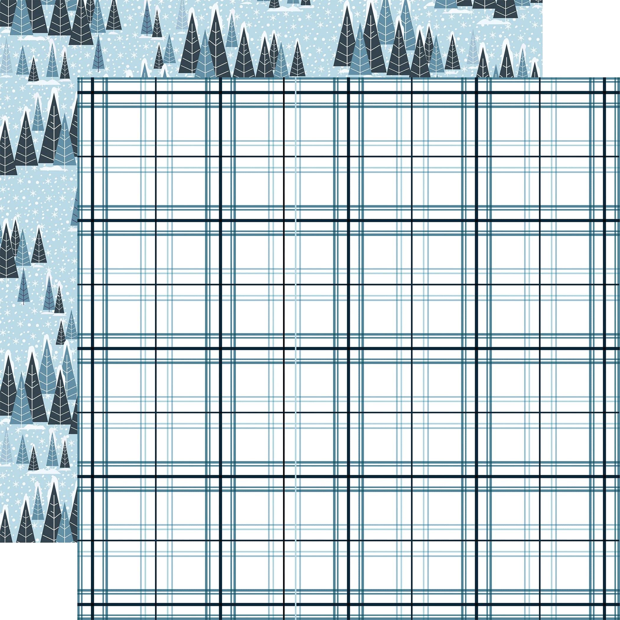 The Magic of Winter Collection Cold Plaid 12 x 12 Double-Sided Scrapbook Paper by Echo Park Paper