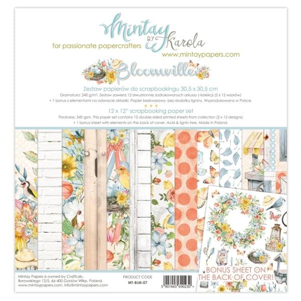 Bloomville Collection 12 x 12 Scrapbook Page Kit by Mintay Papers - Scrapbook Supply Companies