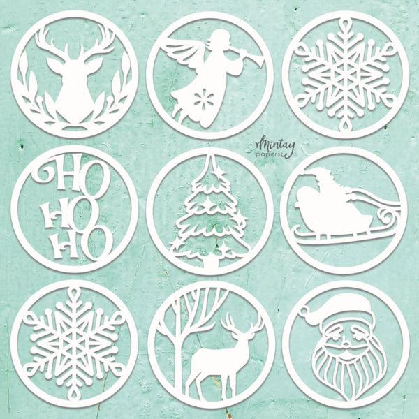 Chippies Collection Christmas Circles Set 12 x 12 Scrapbook Chipboard Embellishments by Mintay Papers - Scrapbook Supply Companies