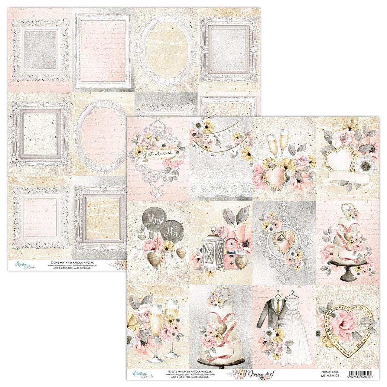Marry Me! Collection Wedding Tags 12 x 12 Double-Sided Scrapbook Paper by Mintay Papers