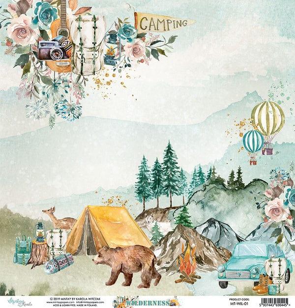 Wilderness Collection Camping Critters 12 x 12 Double-Sided Scrapbook Paper by Mintay Papers - Scrapbook Supply Companies