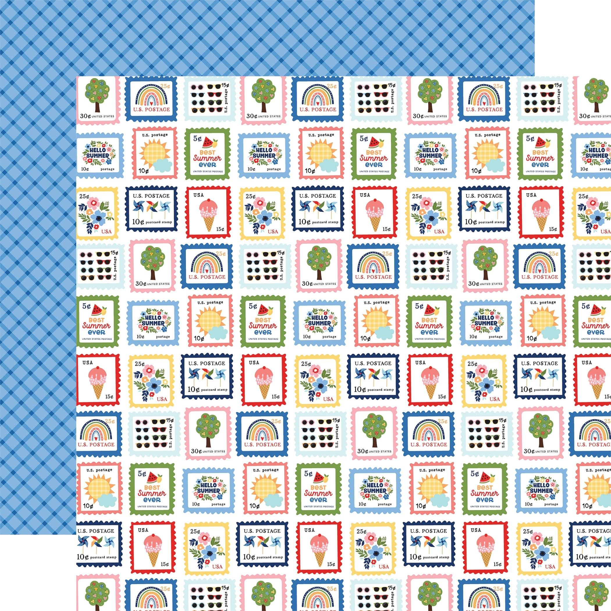 My Favorite Summer Collection Summer Stamps 12 x 12 Double-Sided Scrapbook Paper by Echo Park Paper