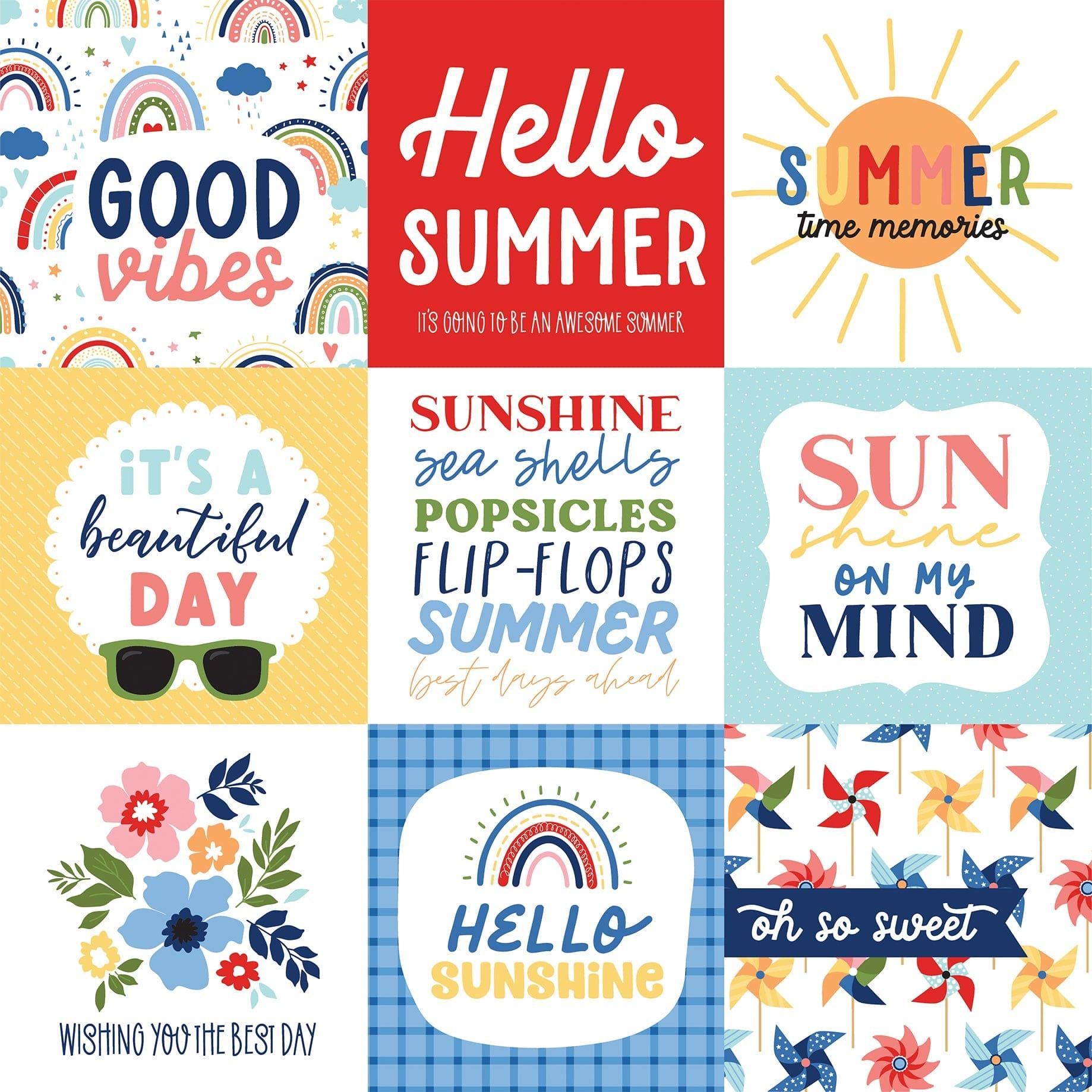 My Favorite Summer Collection 4x4 Journaling Cards 12 x 12 Double-Sided Scrapbook Paper by Echo Park Paper - Scrapbook Supply Companies