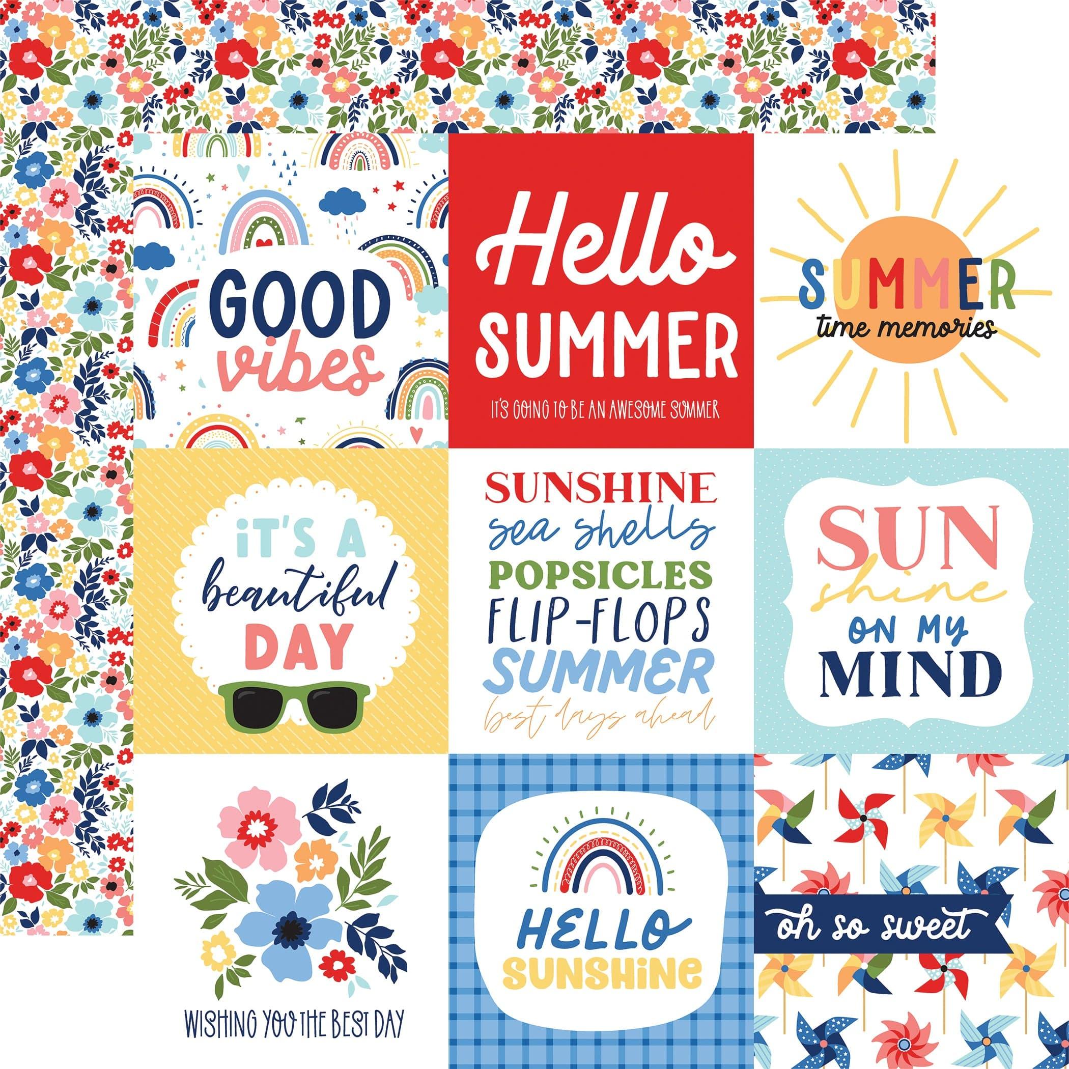 My Favorite Summer Collection 4x4 Journaling Cards 12 x 12 Double-Sided Scrapbook Paper by Echo Park Paper