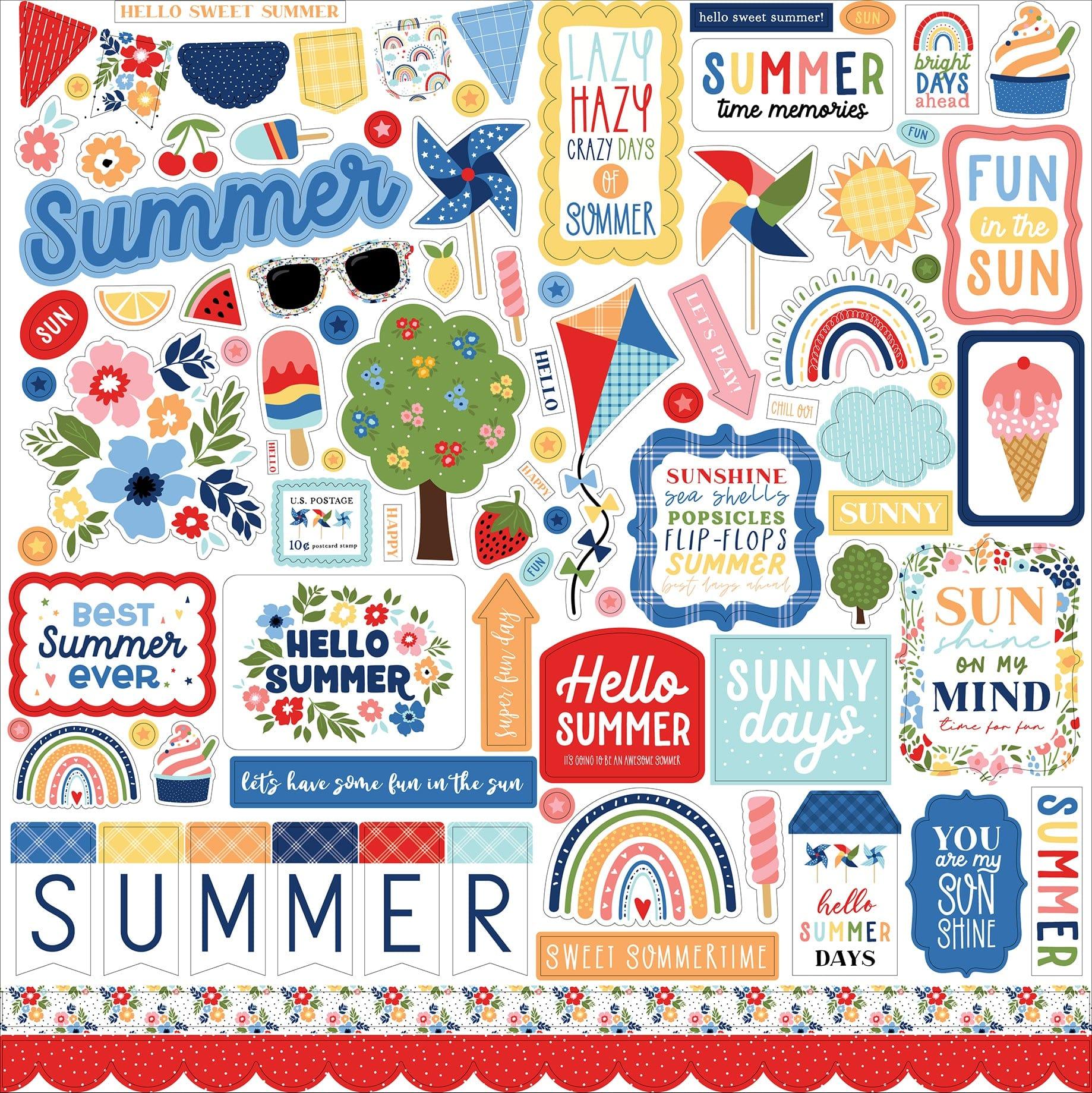 My Favorite Summer Collection 12 x 12 Scrapbook Sticker Sheet by Echo Park Paper - Scrapbook Supply Companies