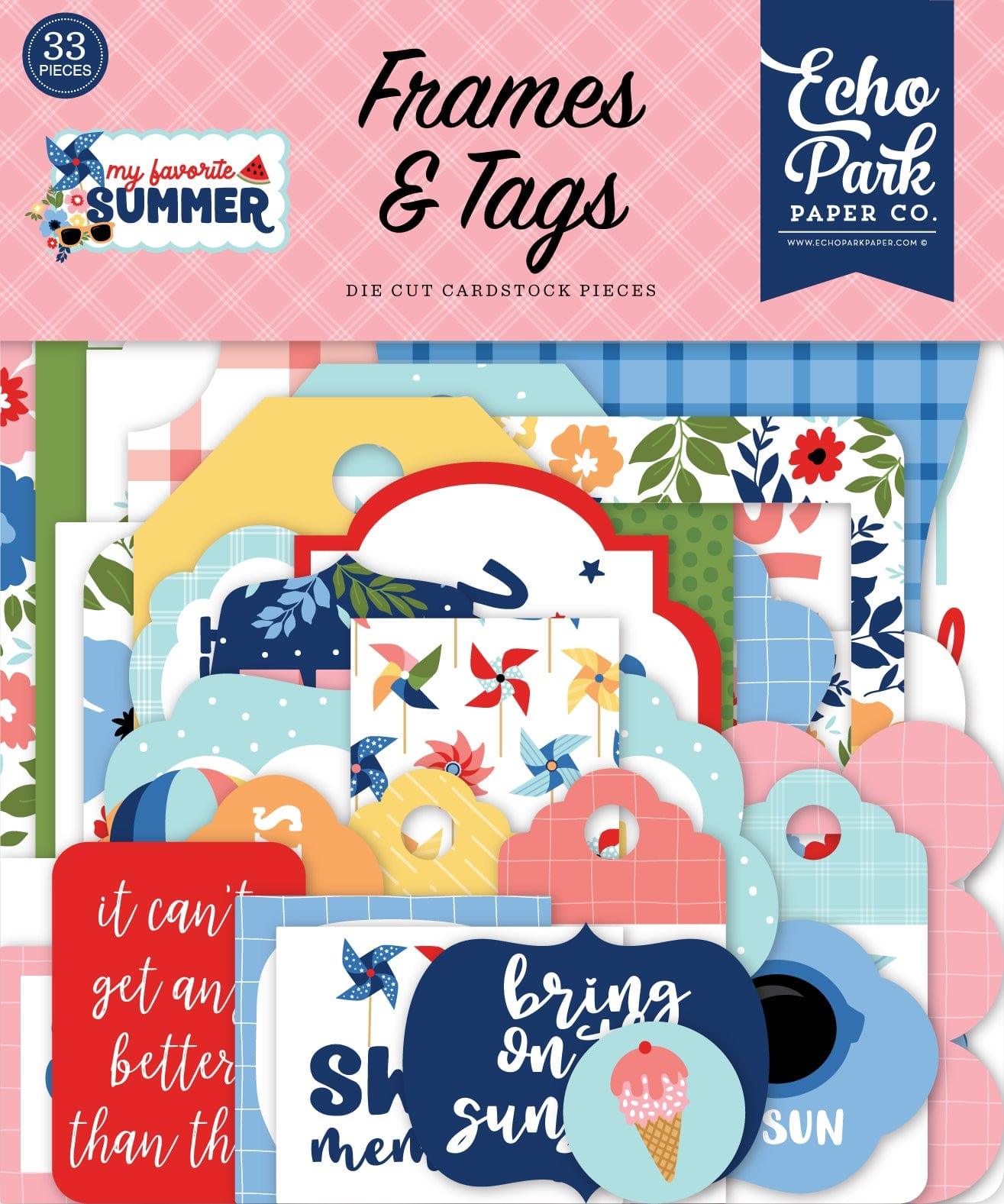My Favorite Summer Collection 5 x 5 Scrapbook Tags & Frames Die Cuts by Echo Park Paper - Scrapbook Supply Companies