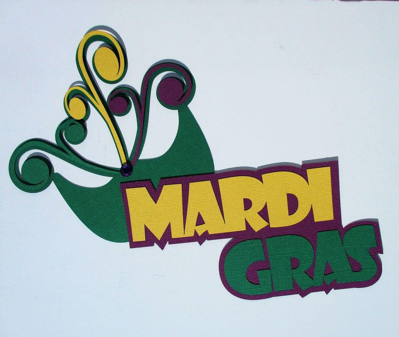Mardi Gras & Mask 4 x 7 Laser Cut Scrapbook Embellishment by SSC Laser Designs