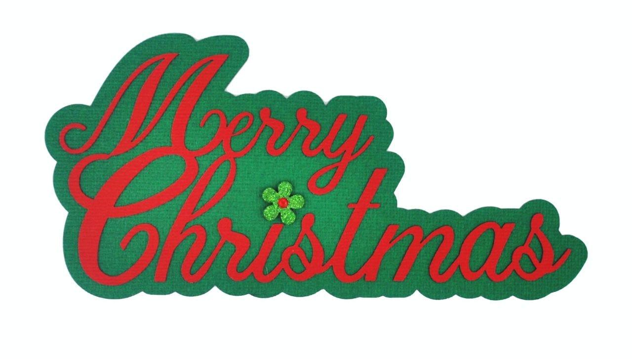 Merry Grinchmas Title 4 x 5 Fully-Assembled Laser Cut Scrapbook Embellishment by SSC Laser Designs