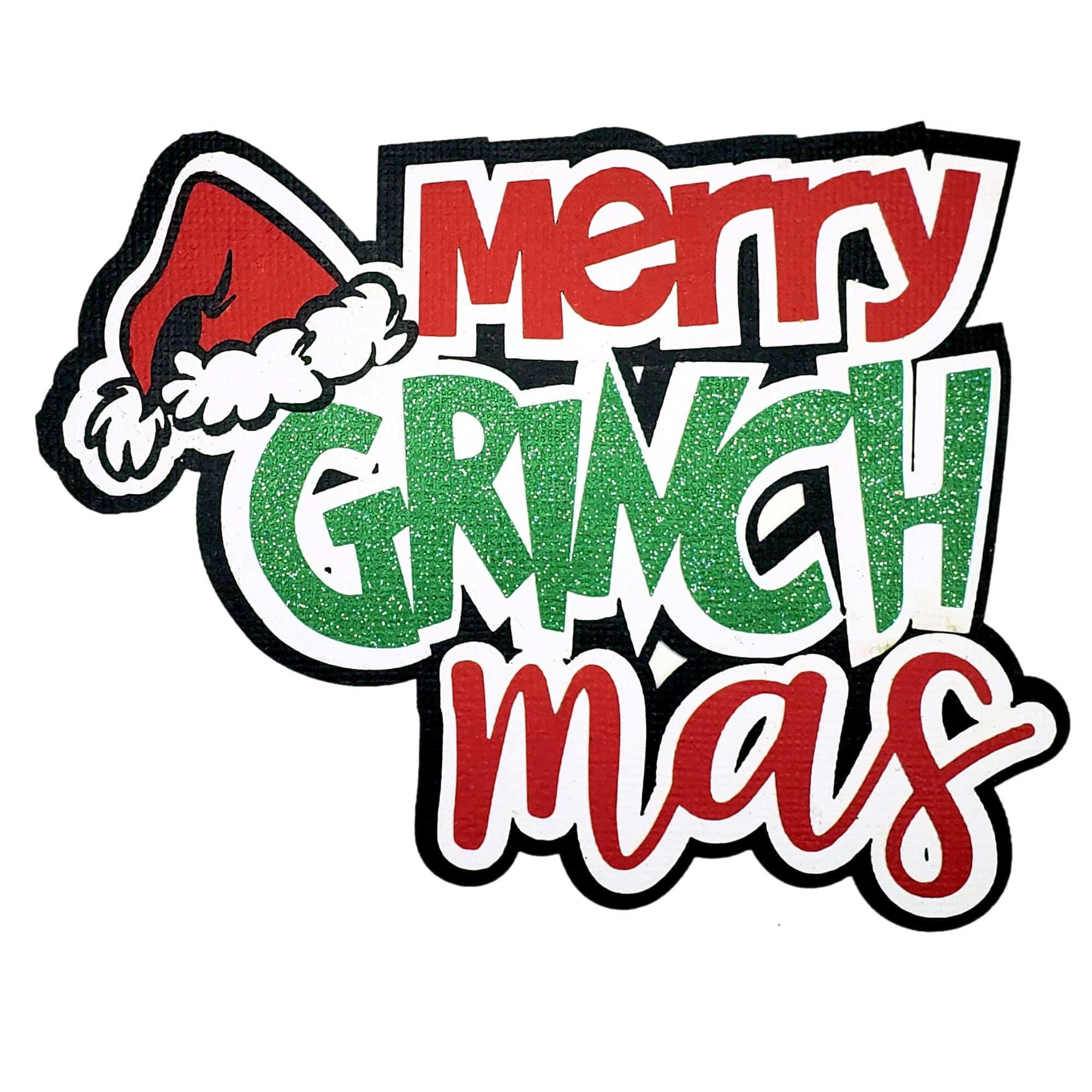 Merry Grinchmas 4 x 5 Title Fully-Assembled Laser Cut Scrapbook Embellishment by SSC Laser Designs