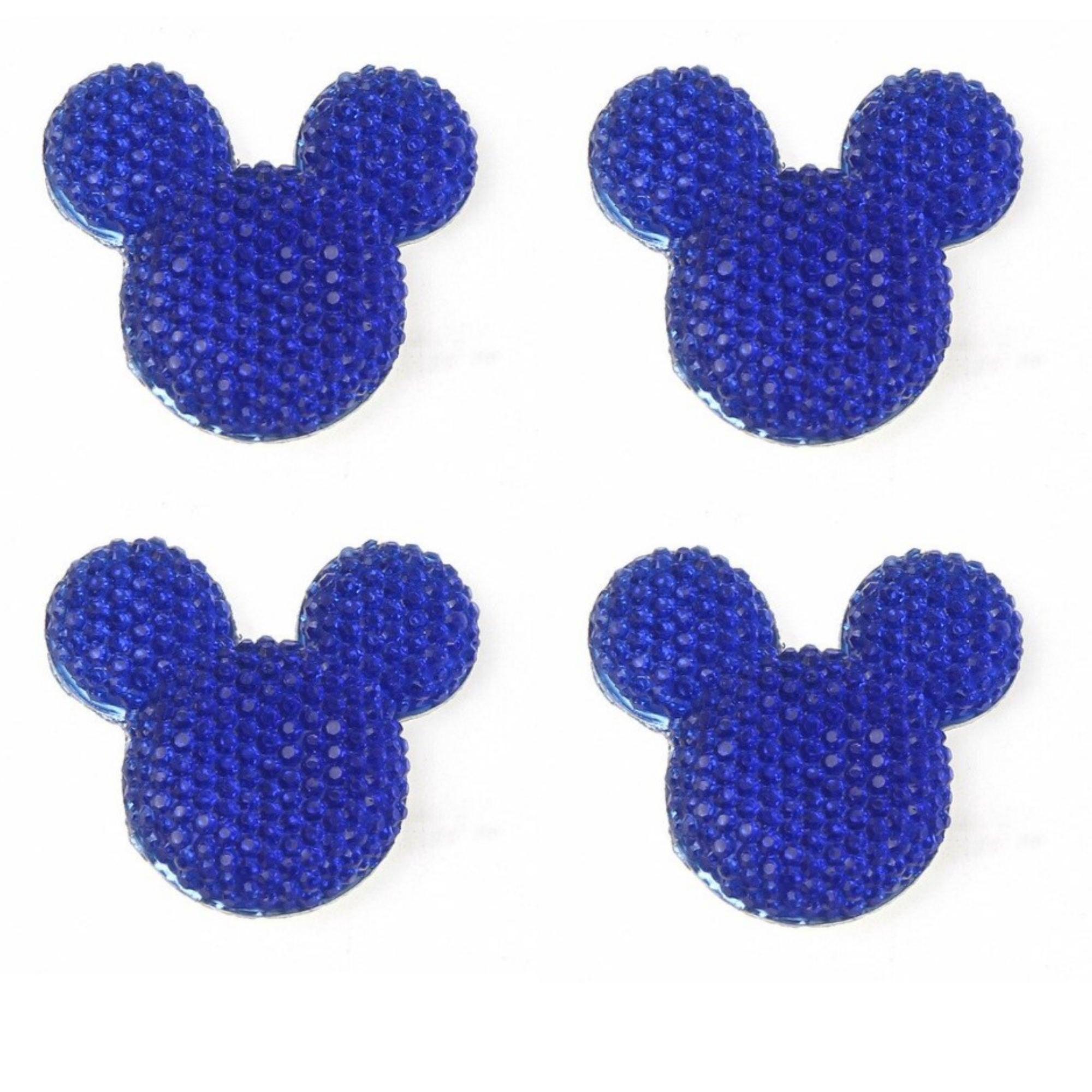Disneyana Collection 1.25" Bling Blue Mouse Ears Scrapbook Embellishments - 4 Pieces - Scrapbook Supply Companies