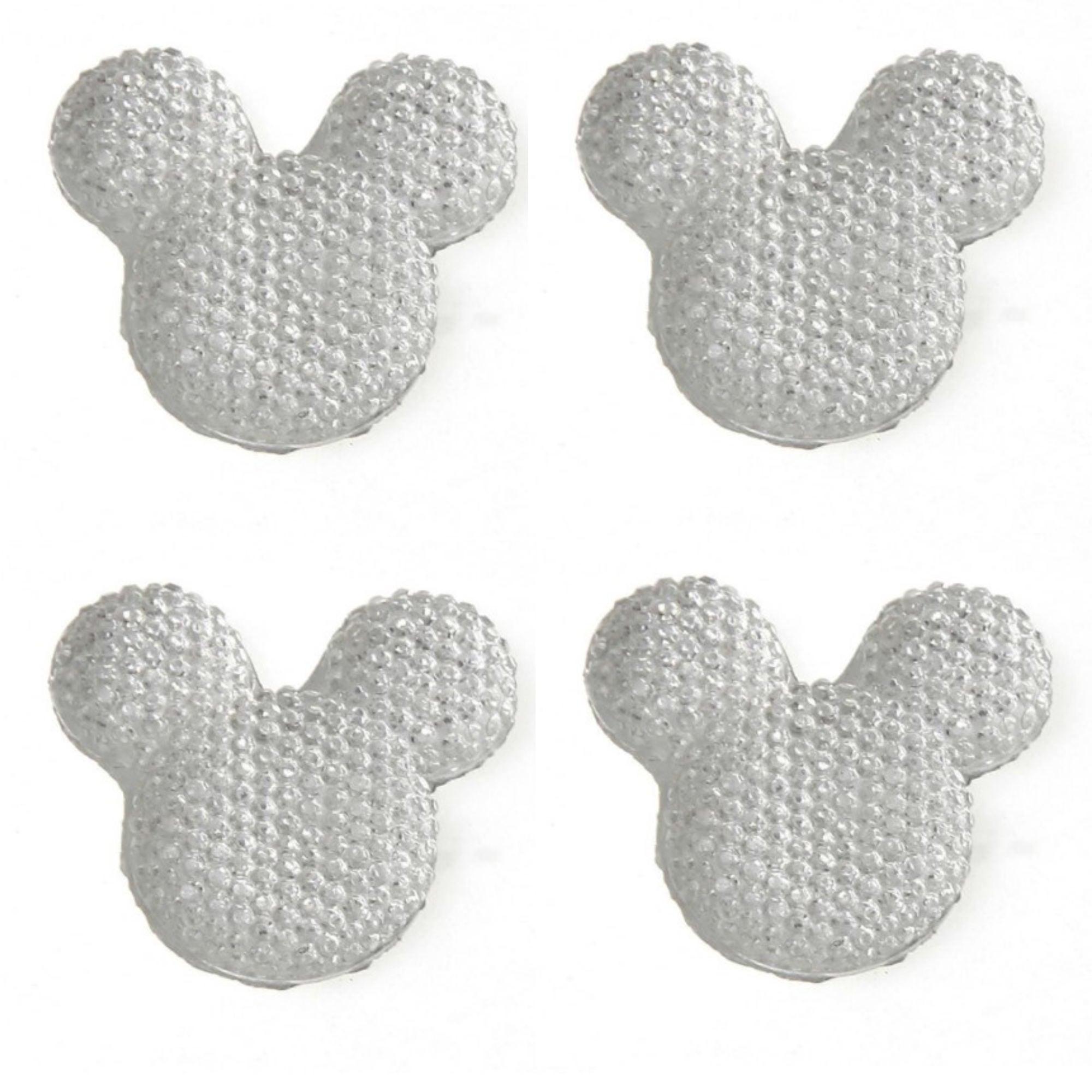 Disneyana Collection 1.25" Bling White Mouse Ears Scrapbook Embellishments by SSC Designs - 4 Pieces