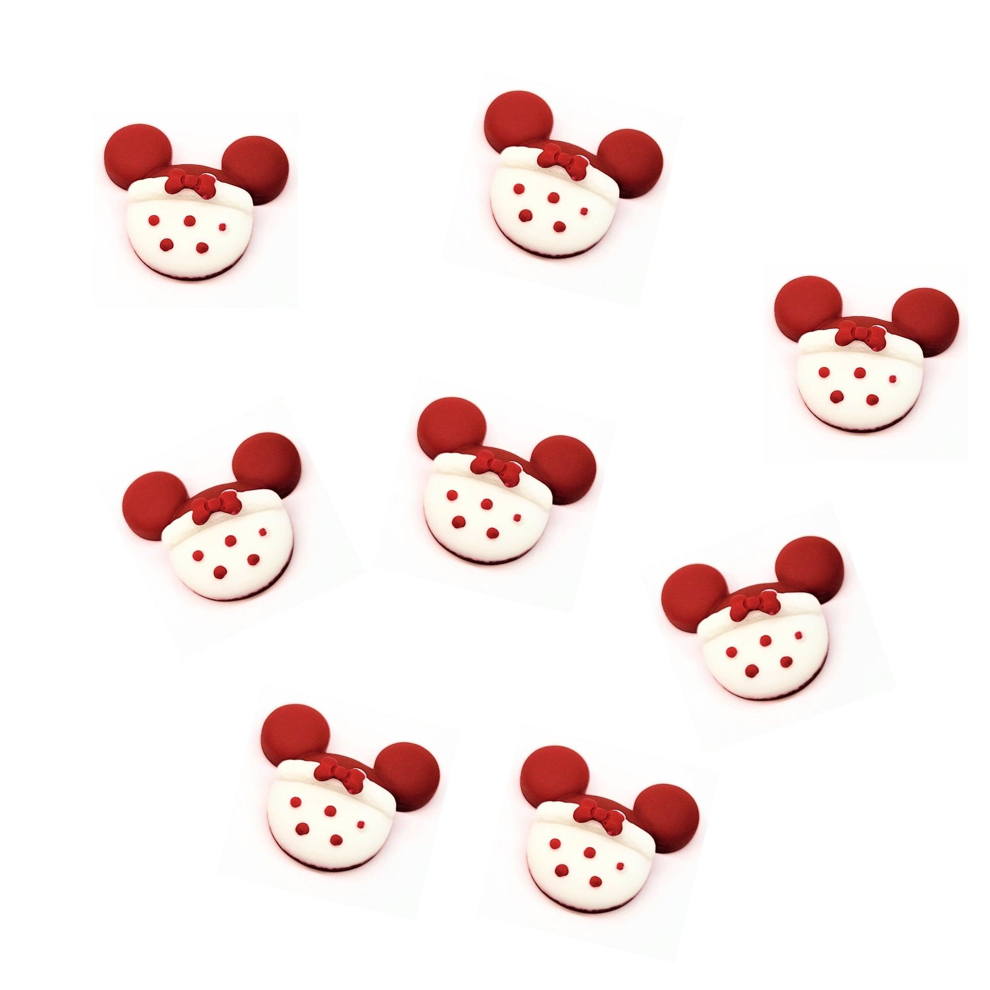 Disneyana Collection Christmas Cookie Mouse Ears Flatback Scrapbook Buttons by SSC Designs - 8 Pieces - Scrapbook Supply Companies
