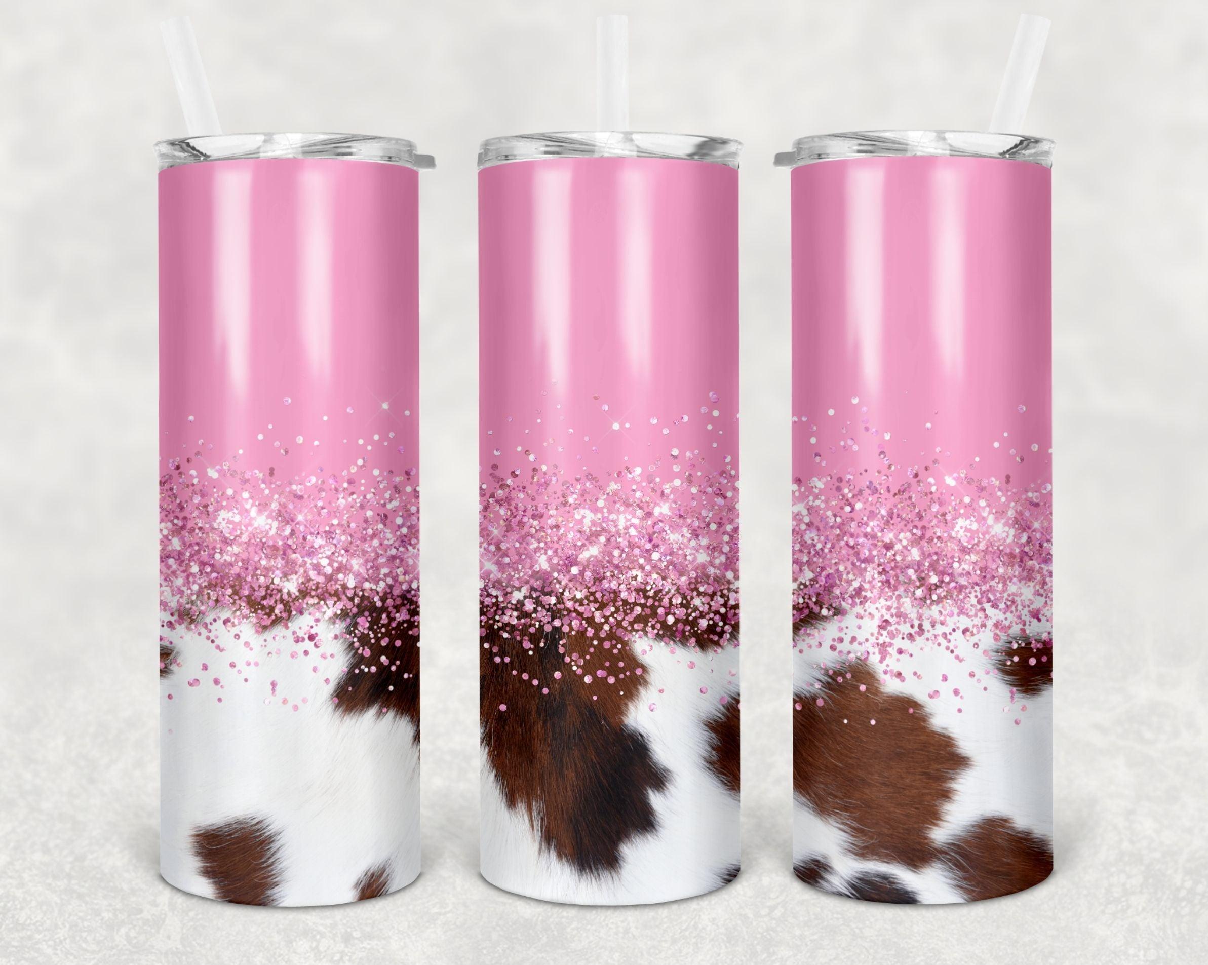 Cowhide & Pink 30 oz. Straight Skinny Tumbler by SSC Designs - Scrapbook Supply Companies