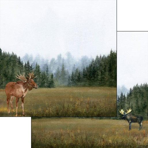 Watercolor Collection Moose 12 x 12 Double-Sided Scrapbook Paper by Scrapbook Customs