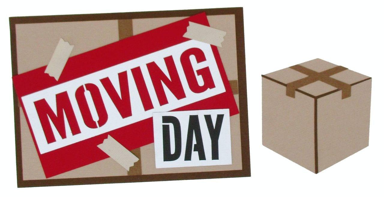 Moving Day 5 x 6 Title & Box Laser Cut Scrapbook Embellishment by SSC Laser Designs