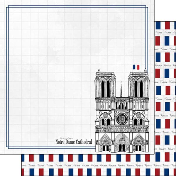 Travel Adventure Collection Notre Dame Cathedral 12 x 12 Double-Sided Scrapbook Paper by Scrapbook Customs - Scrapbook Supply Companies