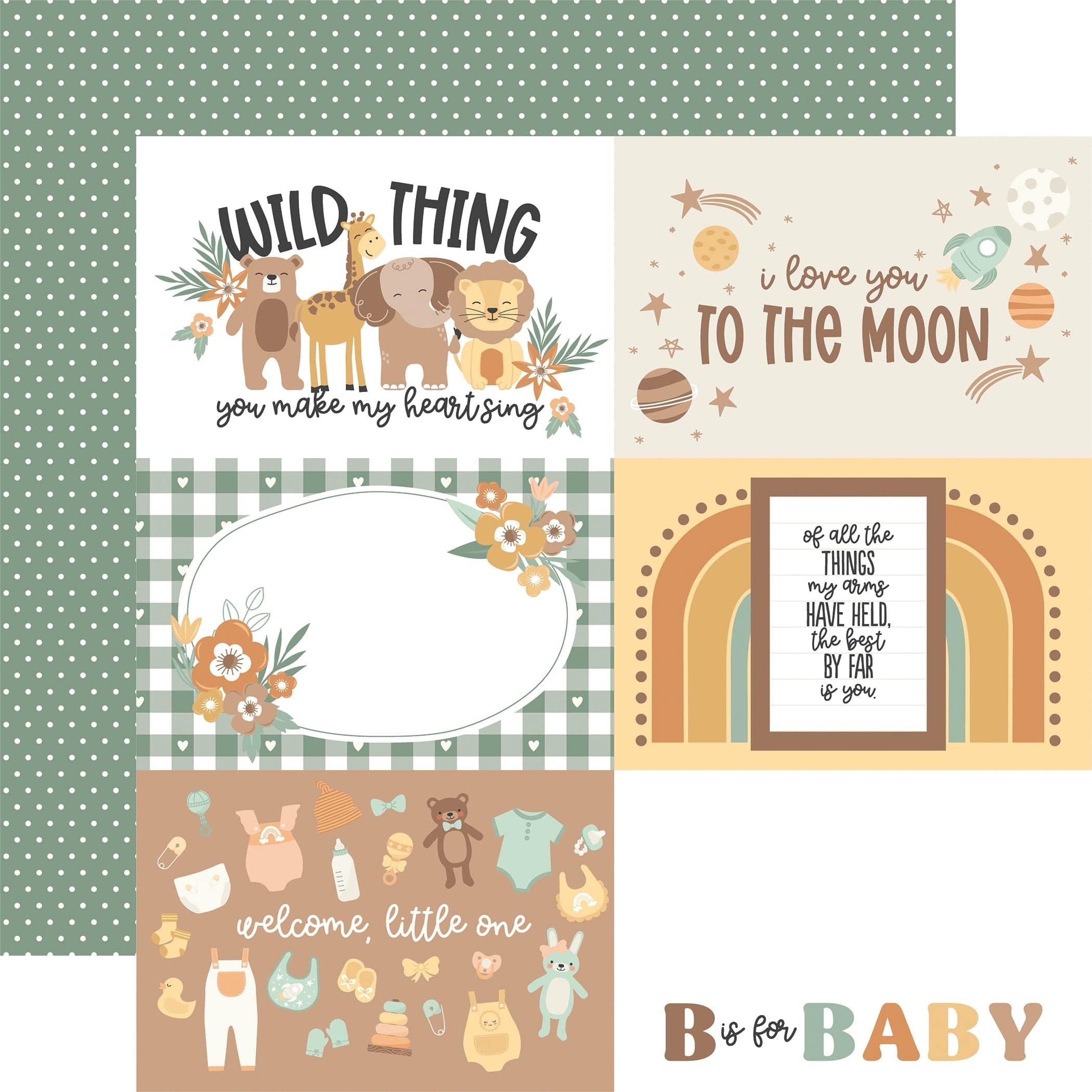Our Baby Collection 6x4 Journaling Cards 12 x 12 Double-Sided Scrapbook Paper by Echo Park Paper - Scrapbook Supply Companies
