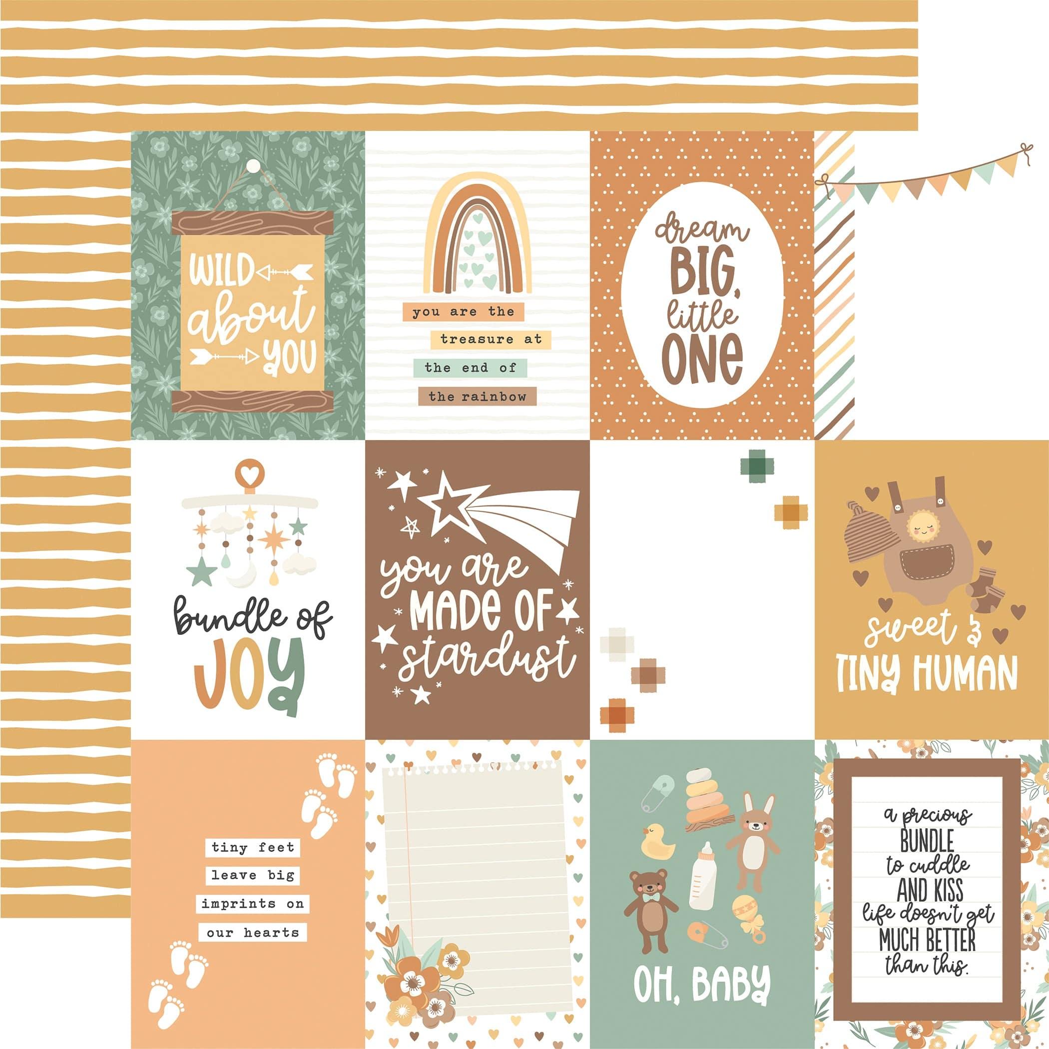 Our Baby Collection 3x4 Journaling Cards 12 x 12 Double-Sided Scrapbook Paper by Echo Park Paper
