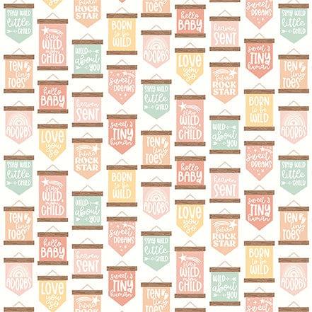 Our Baby Girl Collection Precious Phrases 12 x 12 Double-Sided Scrapbook Paper by Echo Park Paper - Scrapbook Supply Companies