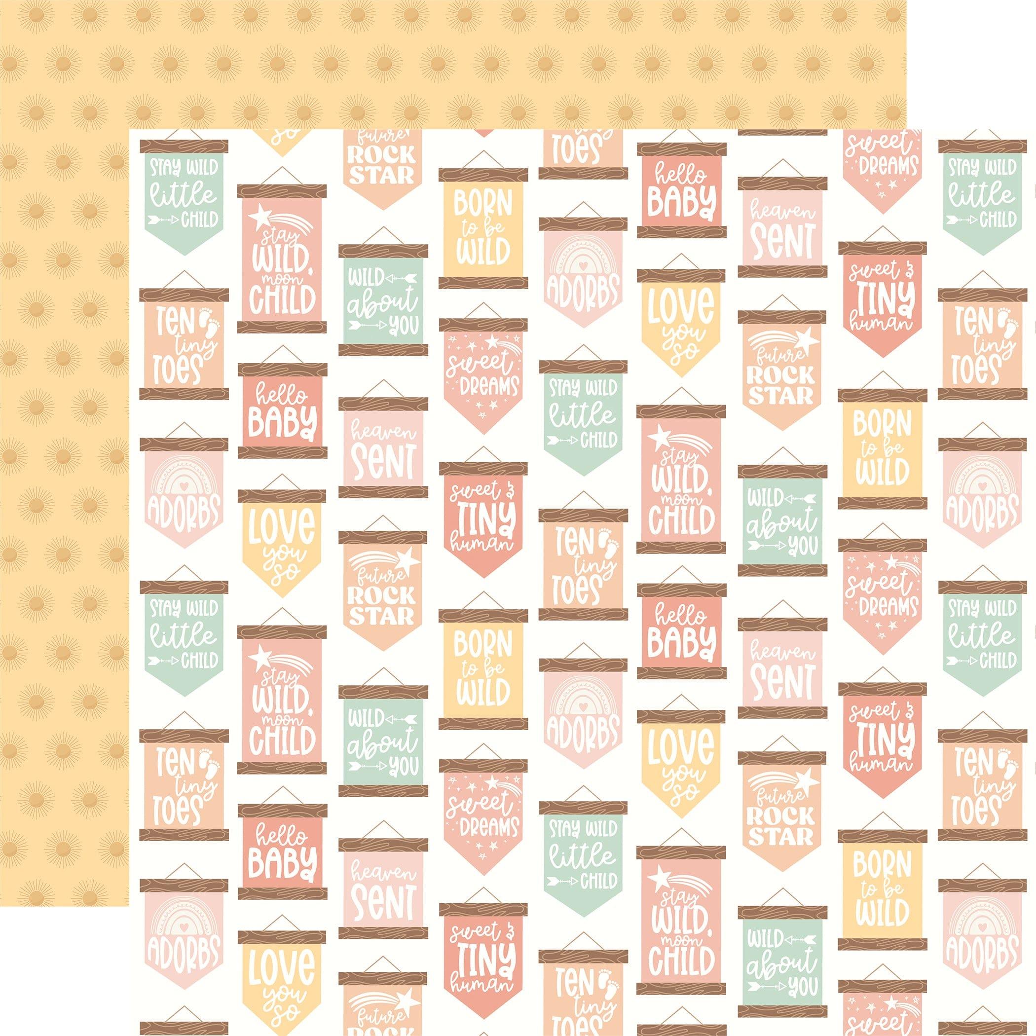 Our Baby Girl Collection Precious Phrases 12 x 12 Double-Sided Scrapbook Paper by Echo Park Paper - Scrapbook Supply Companies
