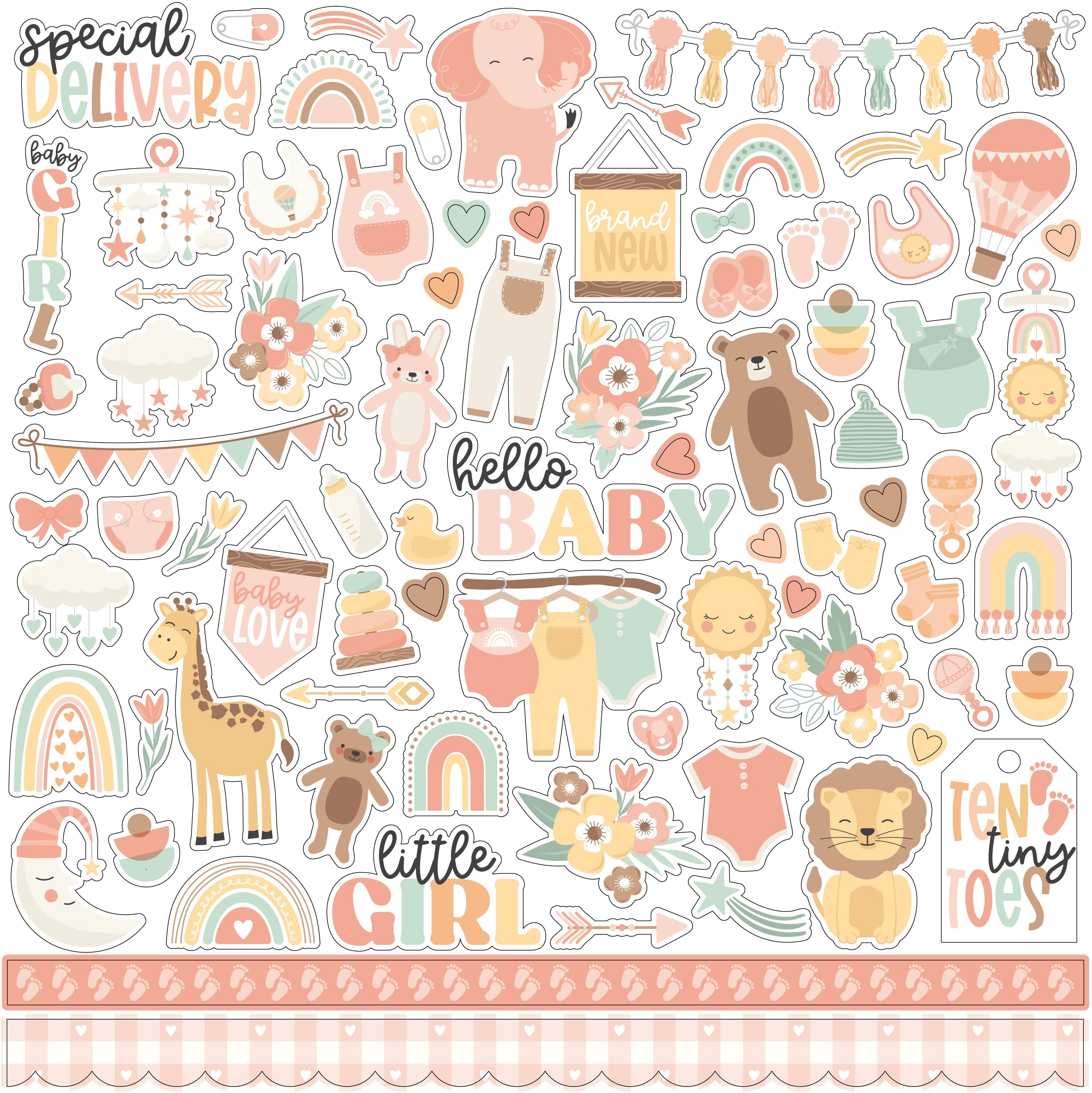 Our Baby Girl Collection 12 x 12 Scrapbook Sticker Sheet by Echo Park Paper - Scrapbook Supply Companies