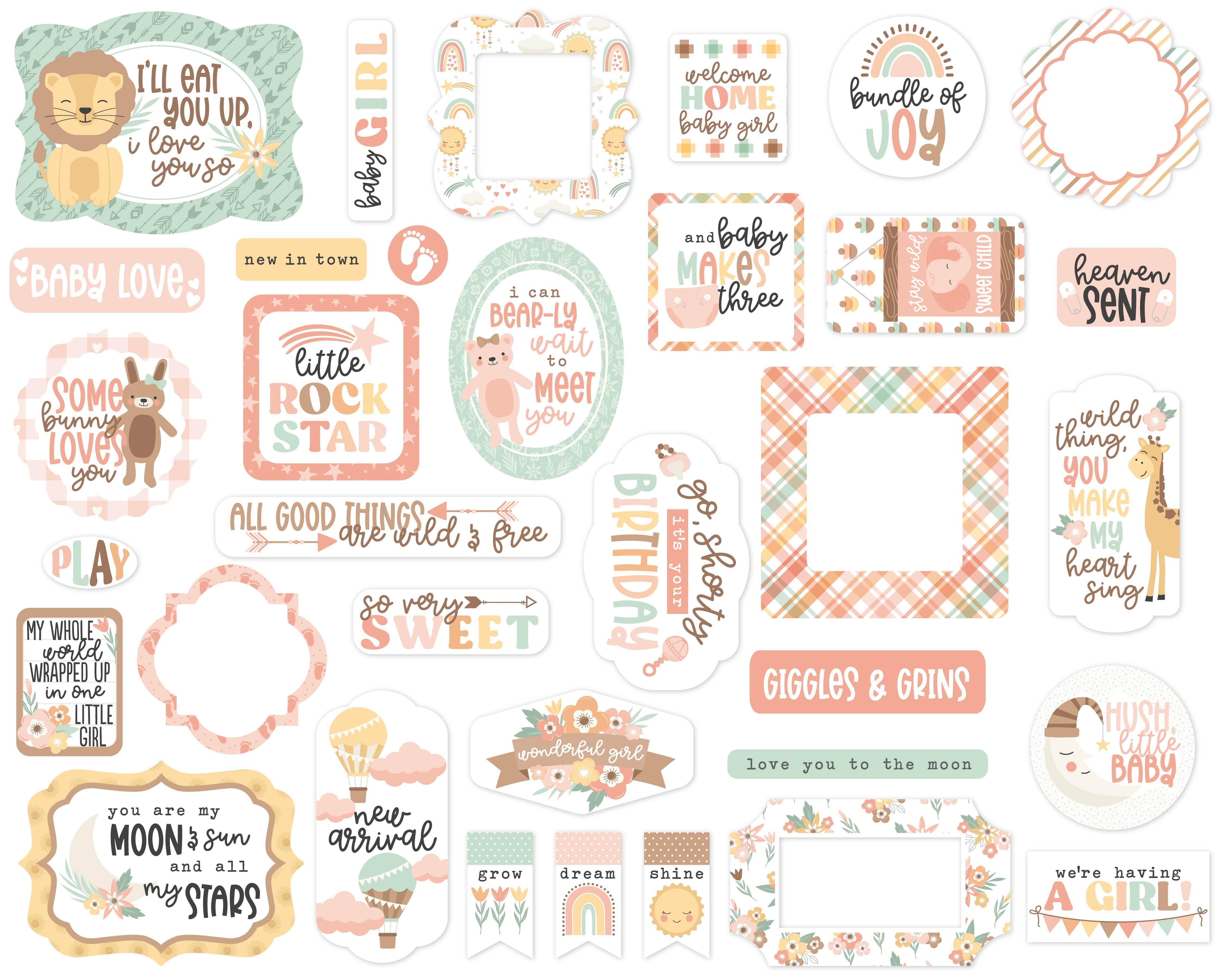 Our Baby Girl Collection 5 x 5 Scrapbook Ephemera Die Cuts by Echo Park Paper - Scrapbook Supply Companies