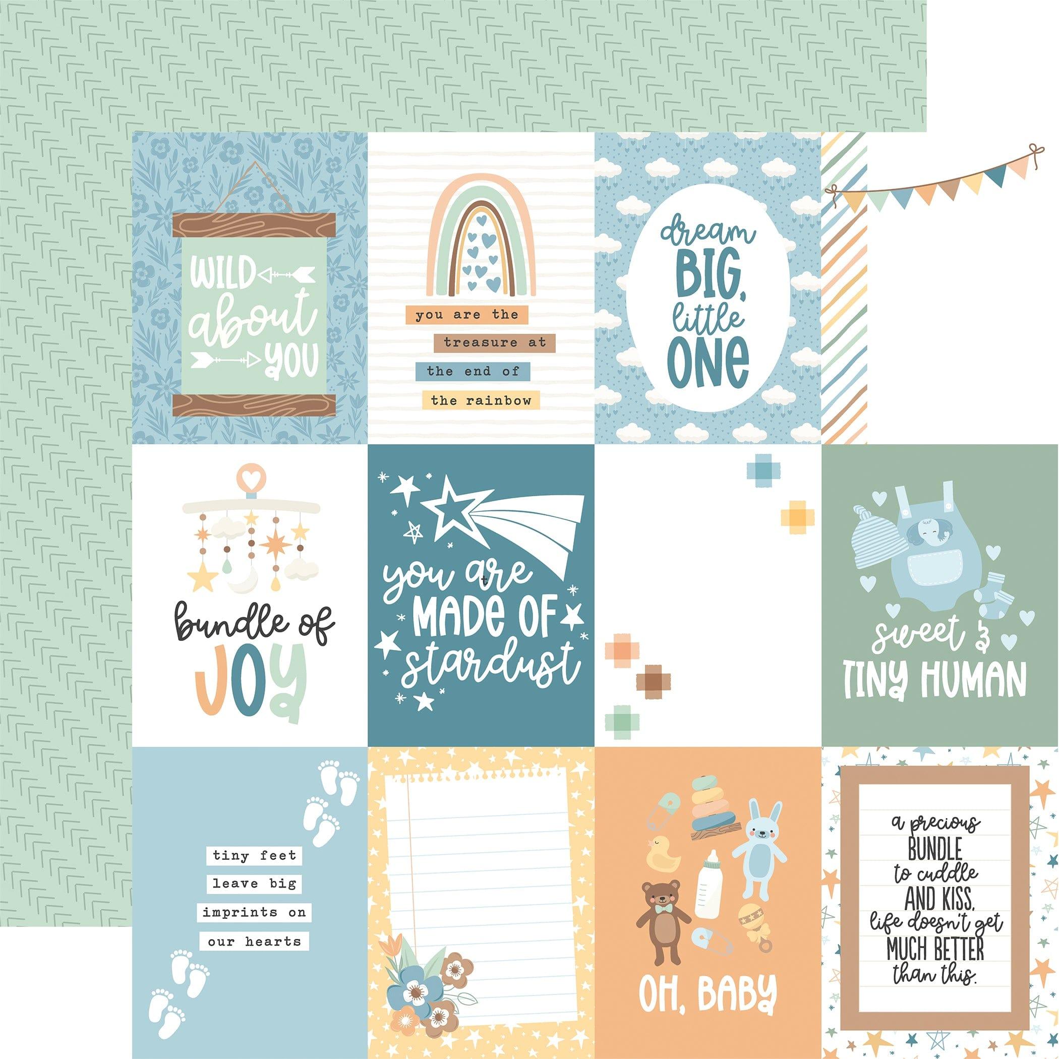 Our Baby Boy Collection 3 x 4 Journaling Cards 12 x 12 Double-Sided Scrapbook Paper by Echo Park Paper - Scrapbook Supply Companies