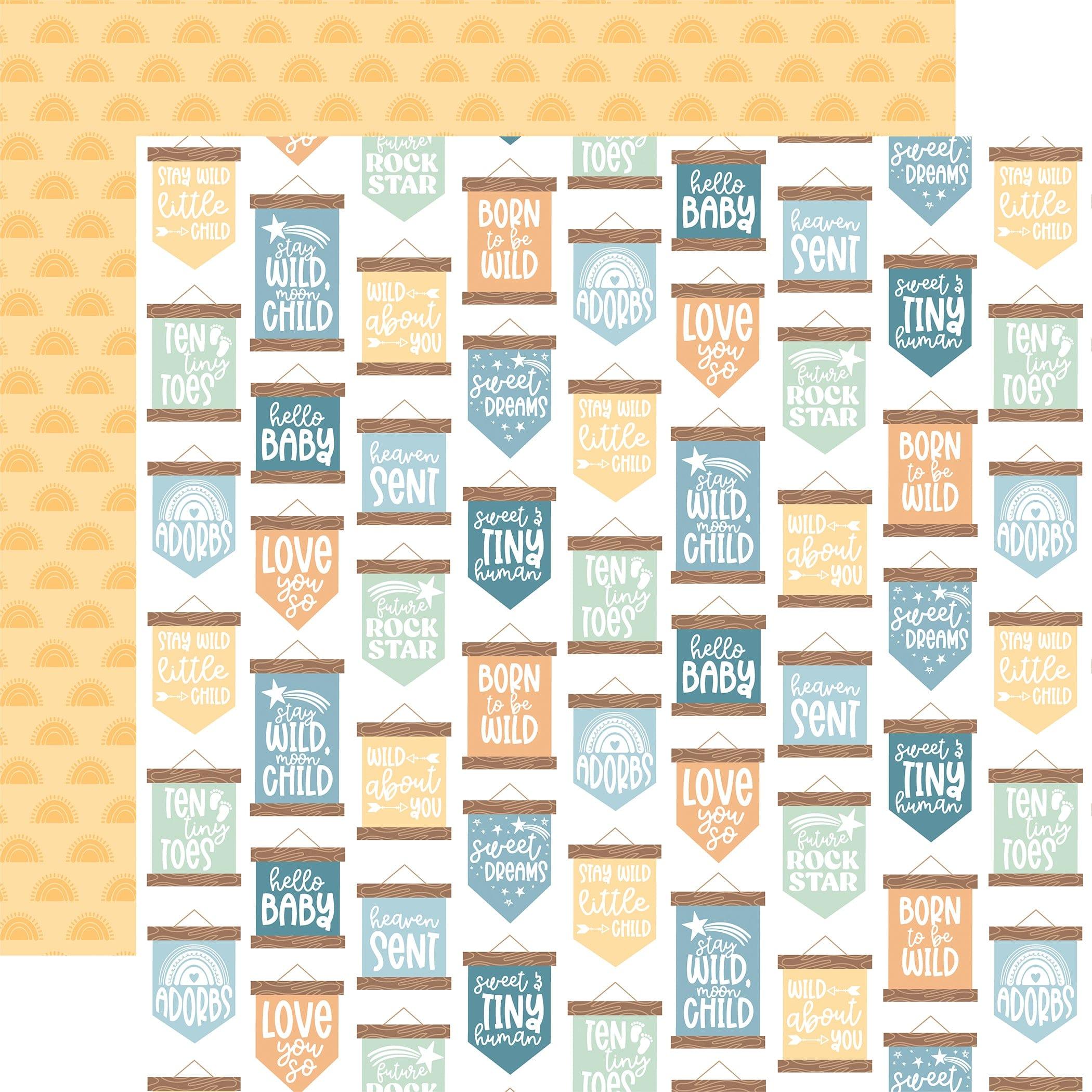 Our Baby Boy Collection Sweet Signs 12 x 12 Double-Sided Scrapbook Paper by Echo Park Paper