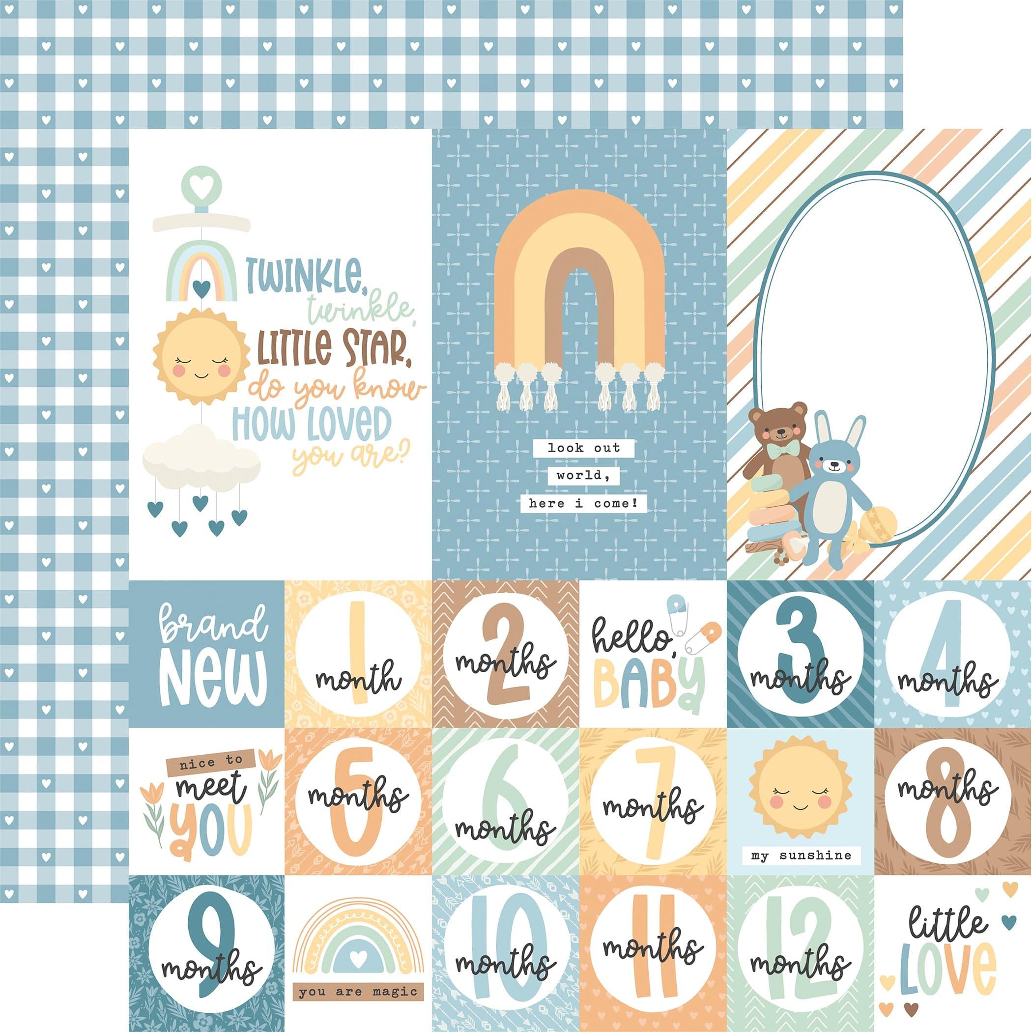 Our Baby Boy Collection Multi Journaling Cards 12 x 12 Double-Sided Scrapbook Paper by Echo Park Paper