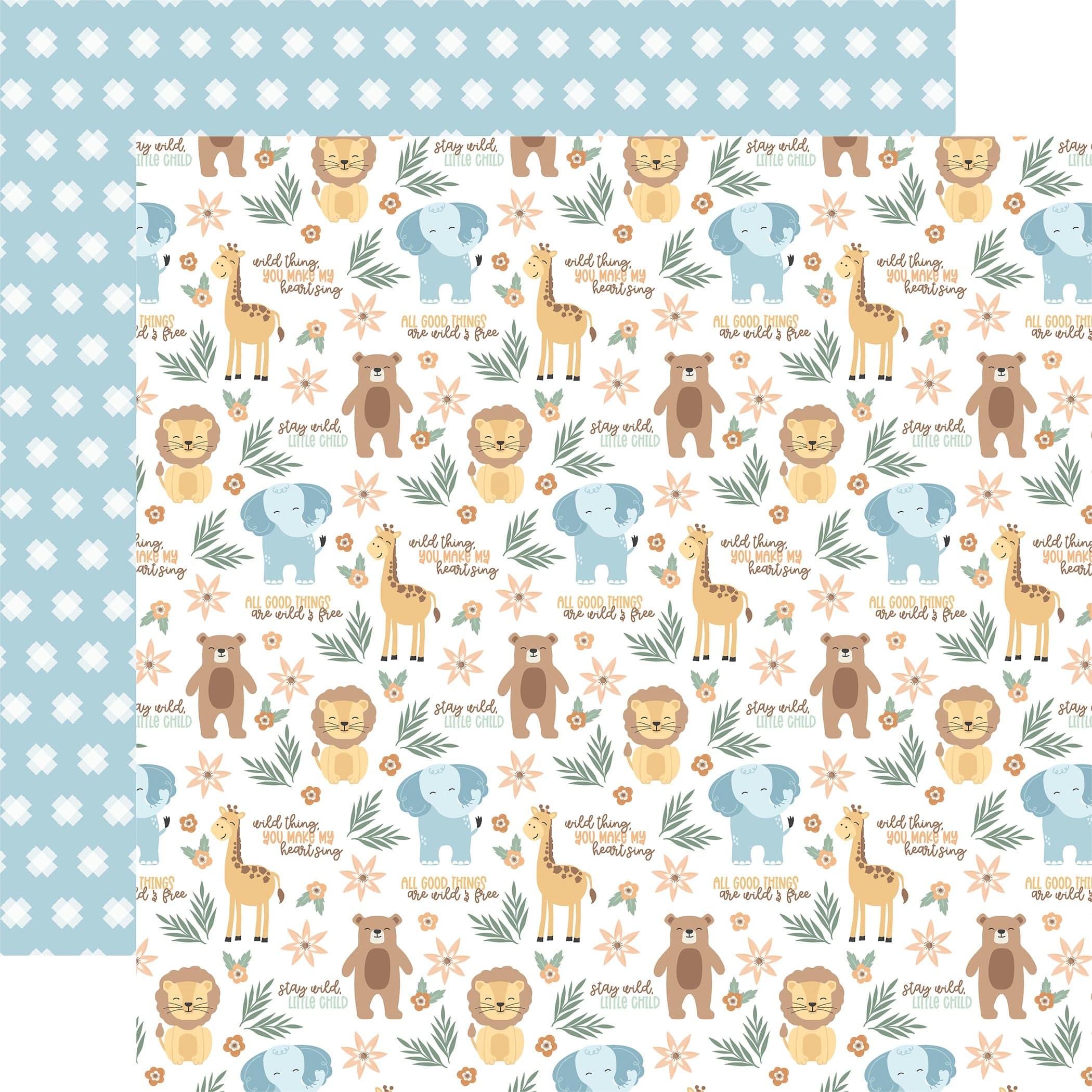 Our Baby Boy Collection Wild Animals 12 x 12 Double-Sided Scrapbook Paper by Echo Park Paper - Scrapbook Supply Companies