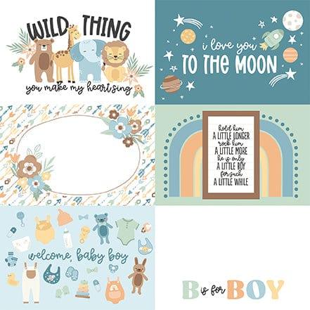 Our Baby Boy Collection 6x4 Journaling Cards 12 x 12 Double-Sided Scrapbook Paper by Echo Park Paper - Scrapbook Supply Companies
