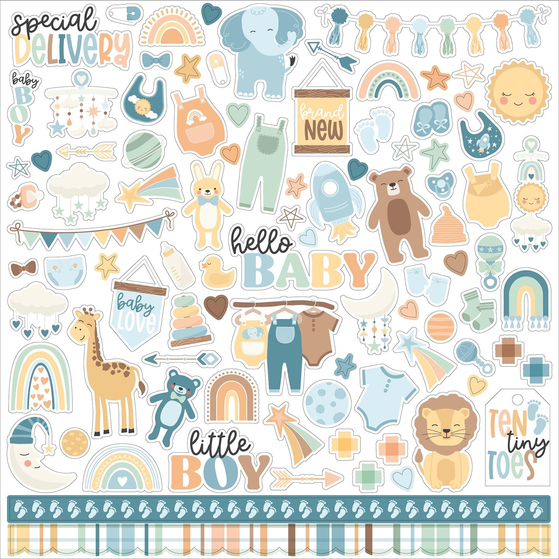 Our Baby Boy Collection 12 x 12 Scrapbook Sticker Sheet by Echo Park Paper - Scrapbook Supply Companies