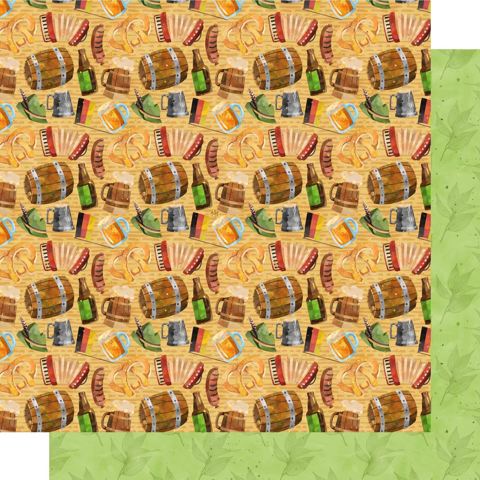 Oktoberfest Collection Beer Barrels 12 x 12 Double-Sided Scrapbook Paper by SSC Designs