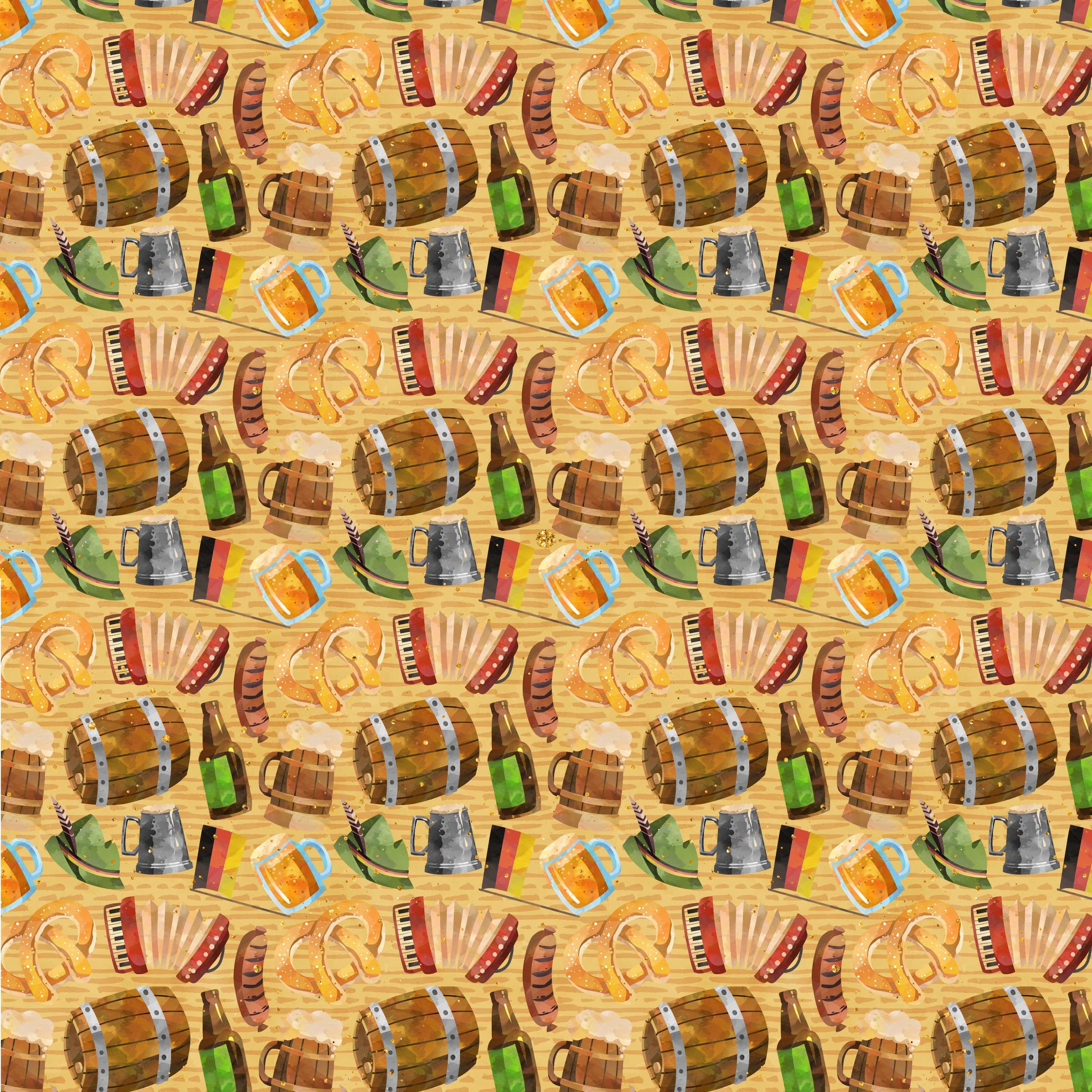 PhantasiaDesign's Oktoberfest Collection Beer Barrels 12 x 12 Double-Sided Scrapbook Paper by SSC Designs - Scrapbook Supply Companies