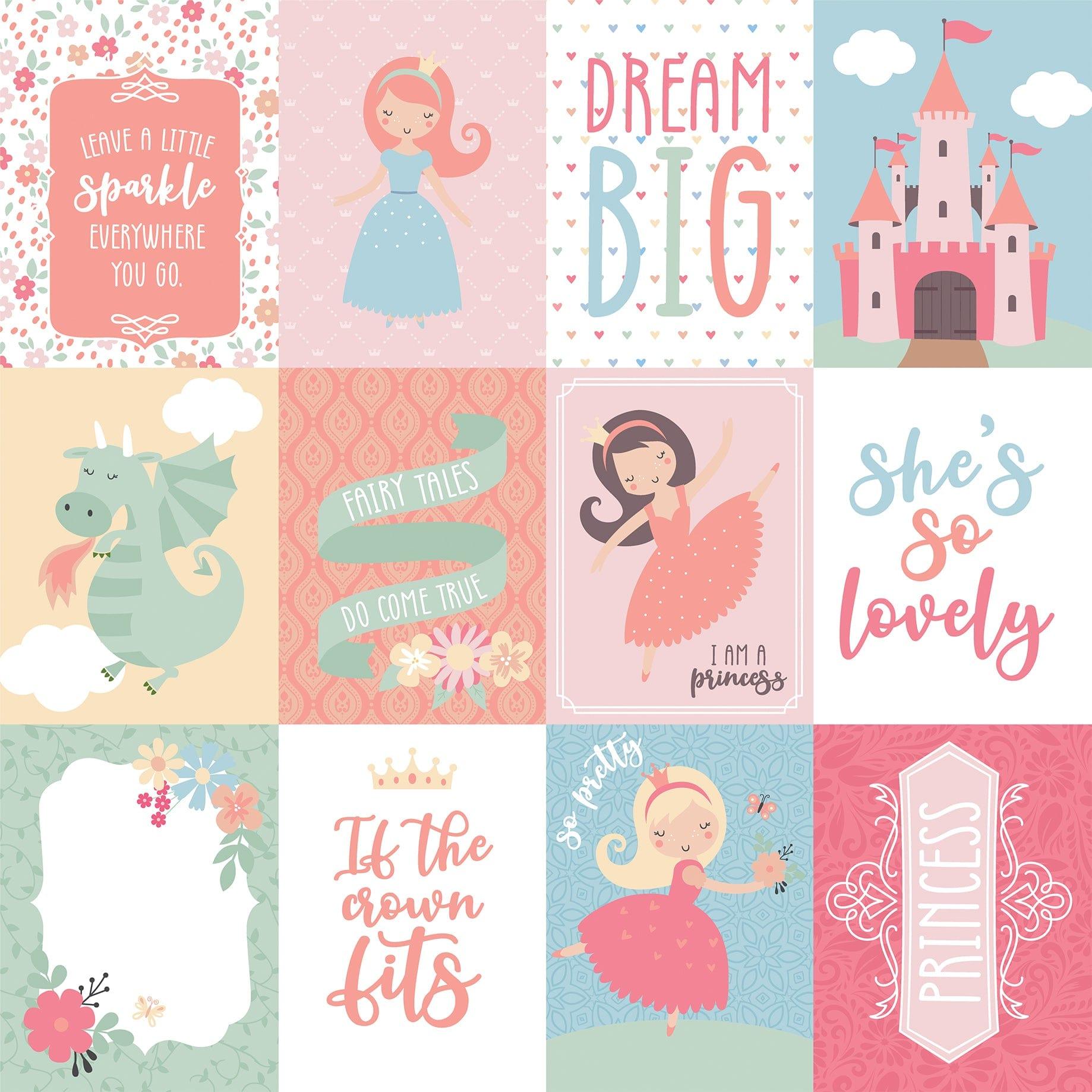 Our Little Princess Collection 3 x 4 Journaling Cards 12 x 12 Double-Sided Scrapbook Paper by Echo Park Paper - Scrapbook Supply Companies