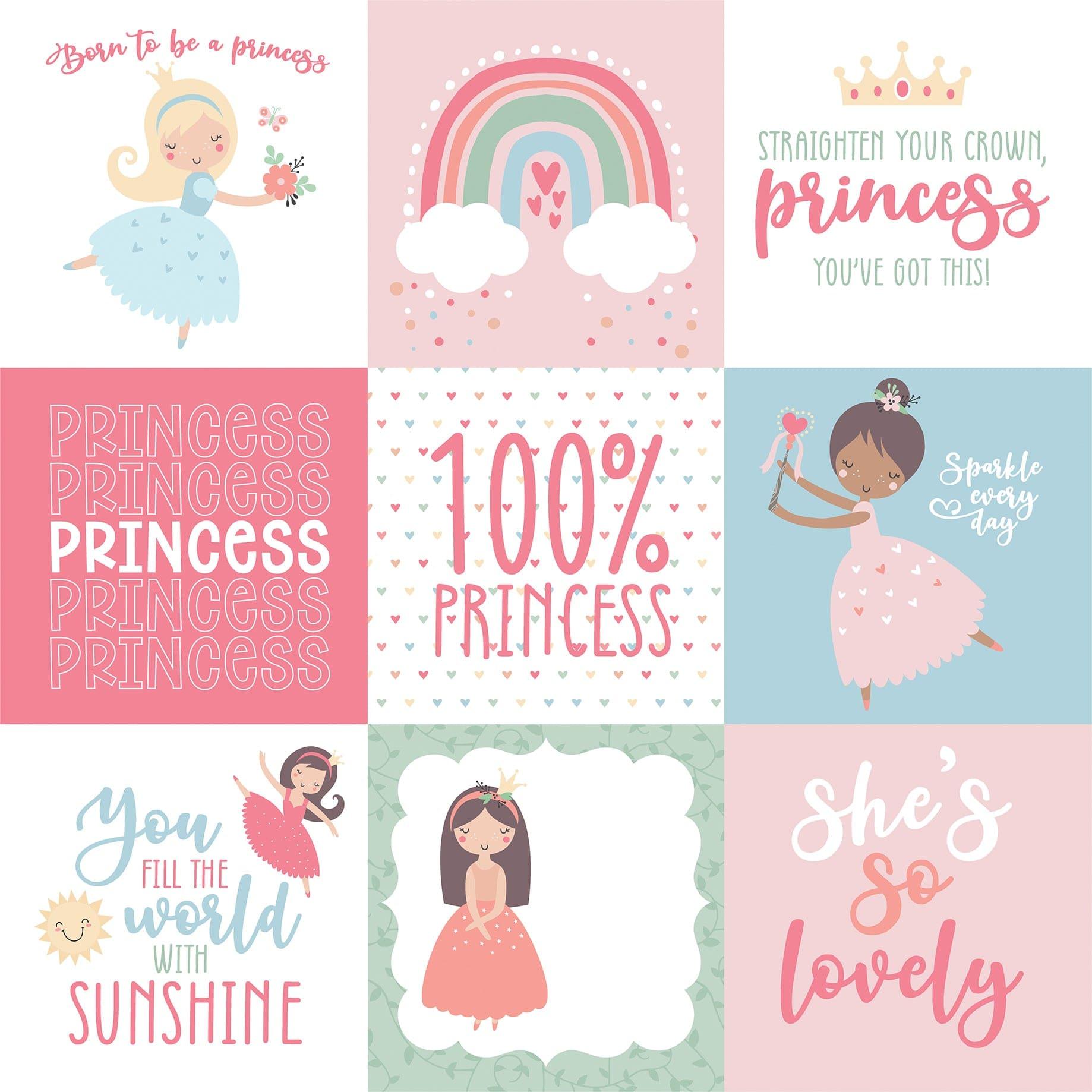 Our Little Princess Collection 4X4 Journaling Cards 12 x 12 Double-Sided Scrapbook Paper by Echo Park Paper - Scrapbook Supply Companies